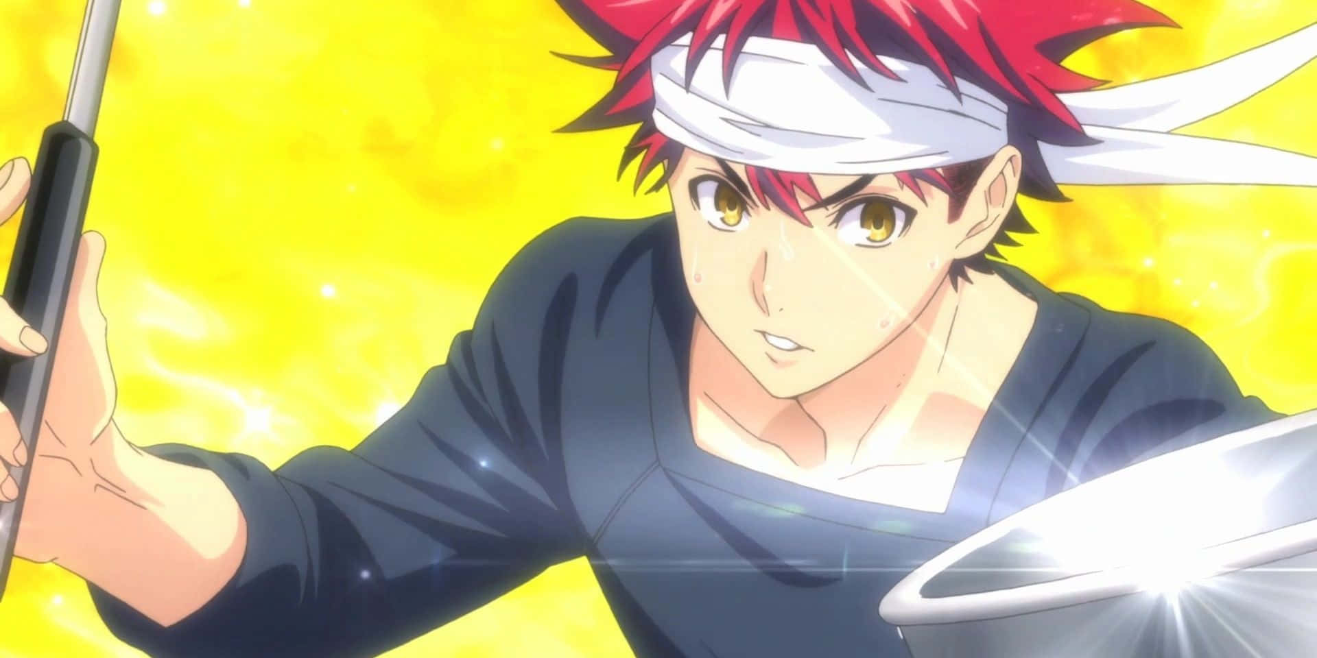 Soma Yukihira, red hair, white headband, Full HD Desktop Wallpaper