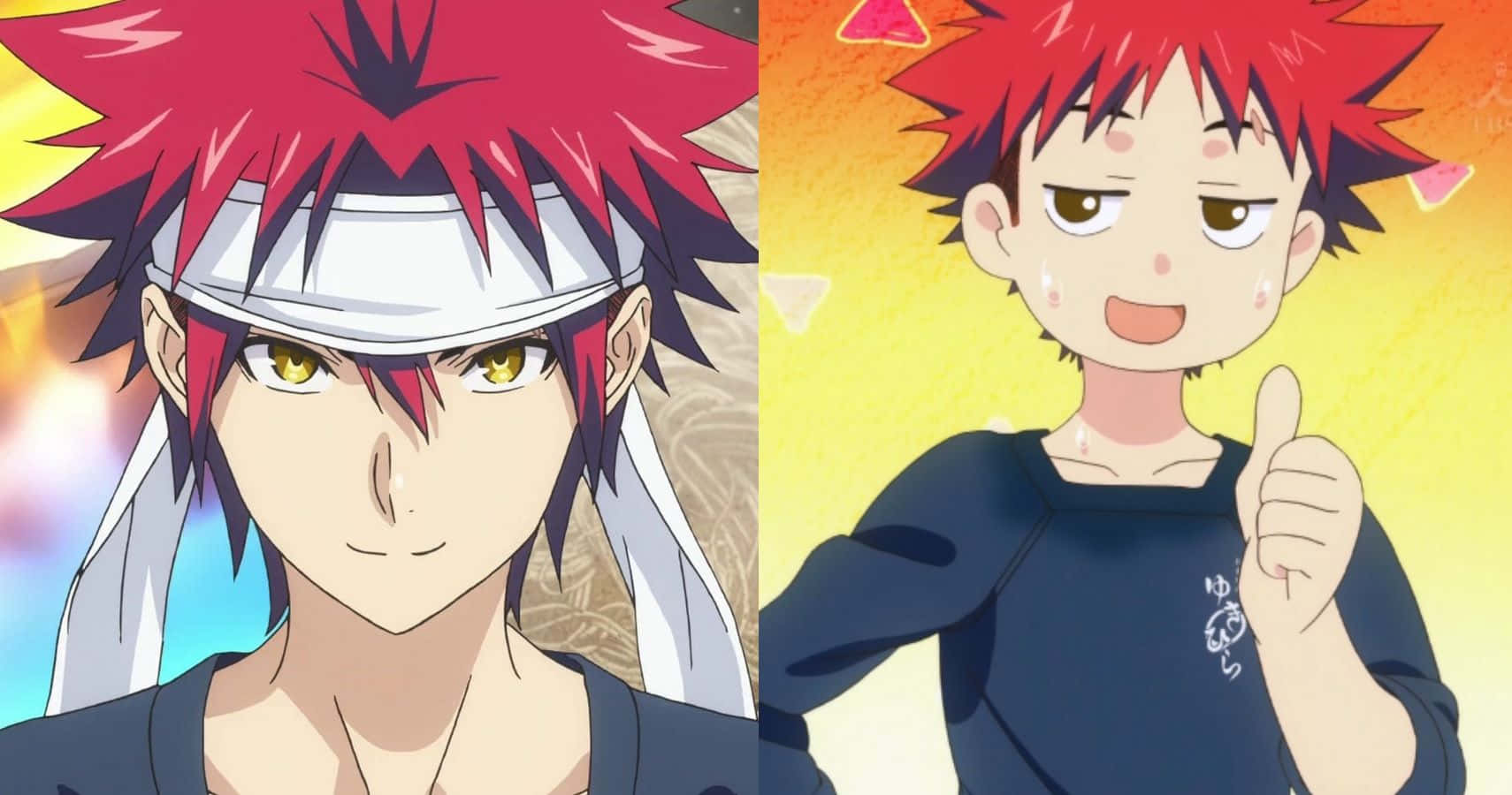 Soma Yukihira, red-haired boy, white headband, HD Desktop Wallpaper