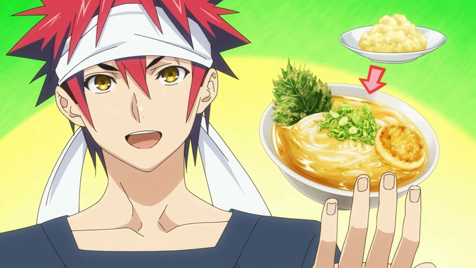 Soma Yukihira, ramen, green onions, HD Desktop Wallpaper