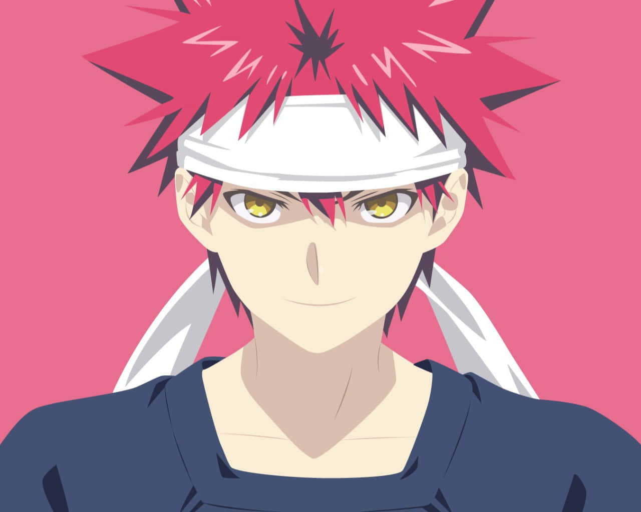 Soma Yukihira, spiky pink hair, yellow eyes, HD Desktop Wallpaper