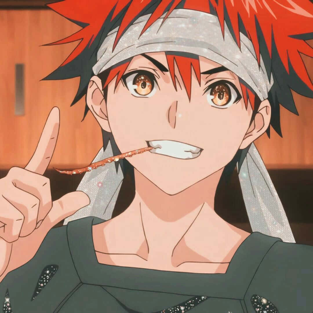 Soma Yukihira, spiky red hair, silver headband, SD Desktop Wallpaper