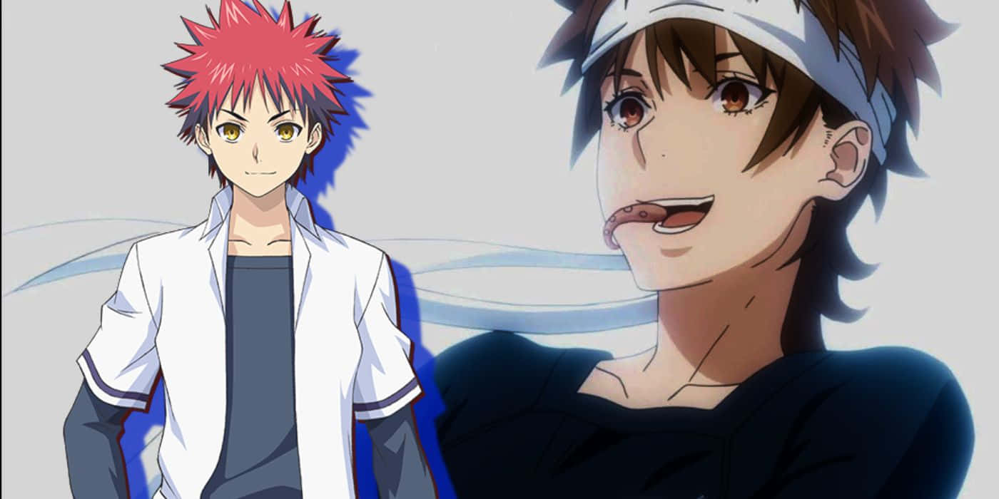Soma Yukihira, red spiky hair, white jacket, HD Desktop Wallpaper