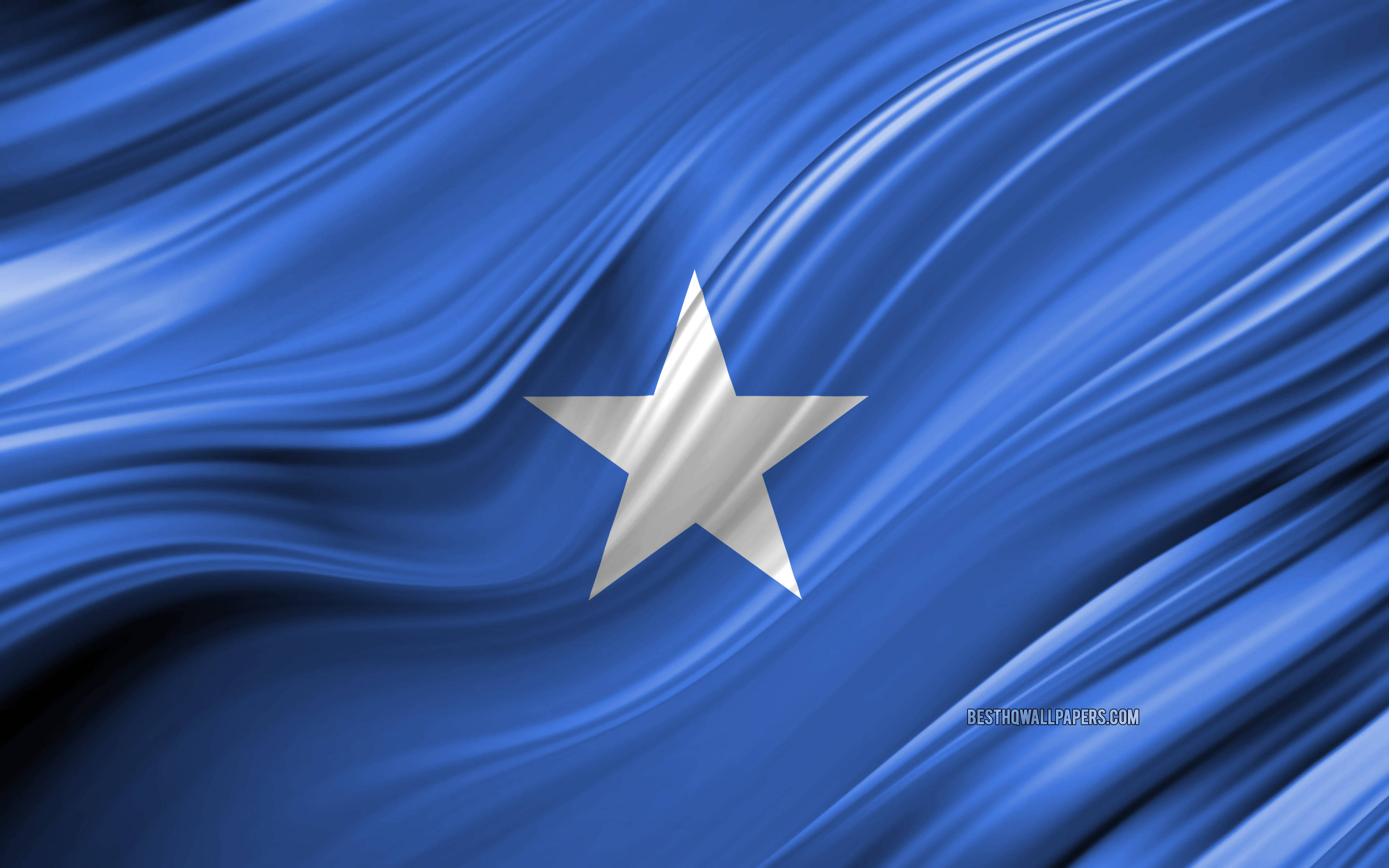 Somalia, soft waves, blue flag, 4K Desktop Wallpaper