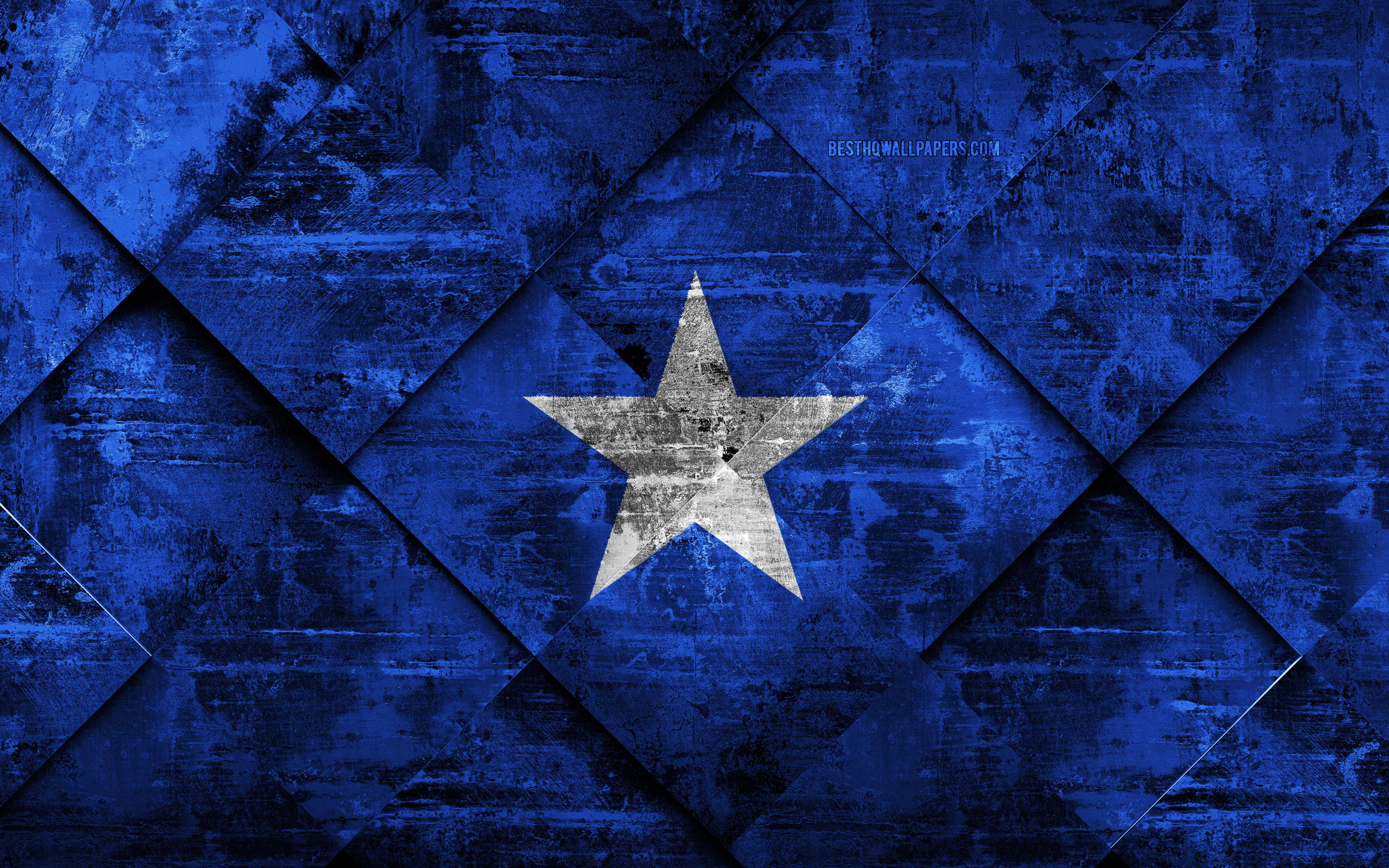 Somalia, diagonal squares, white star, 4K Desktop Wallpaper