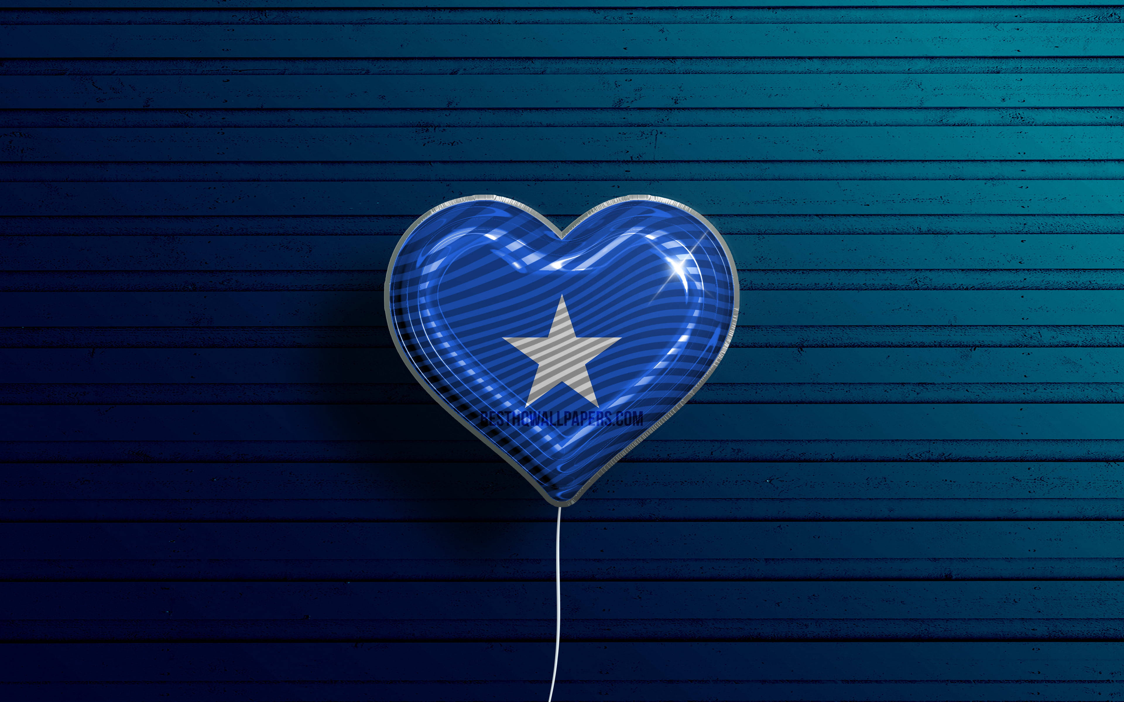 Somalia, heart-shaped balloon, glossy blue, 4K Desktop Wallpaper