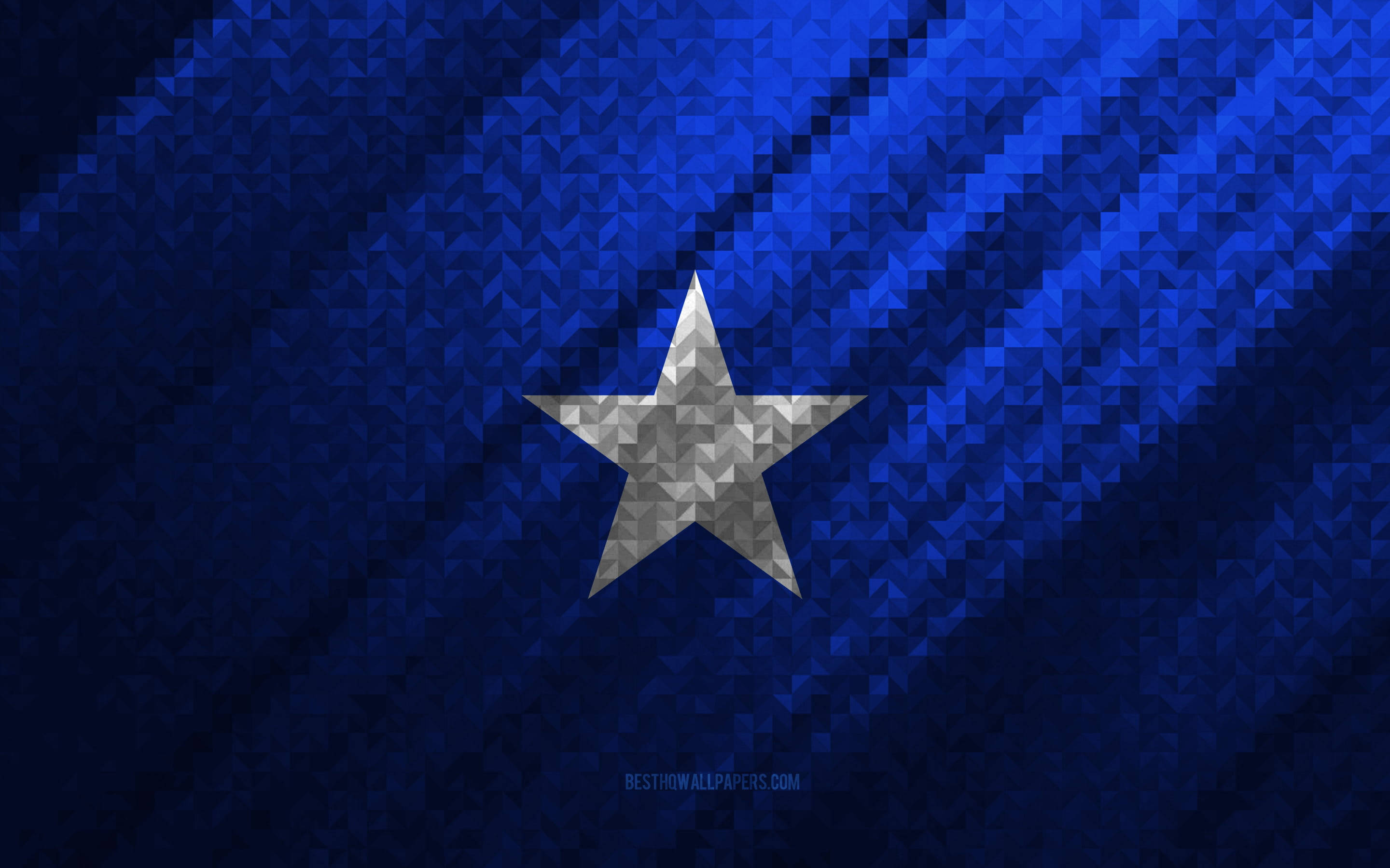 Somalia flag, geometric mosaic, silver star, 2K Desktop Wallpaper