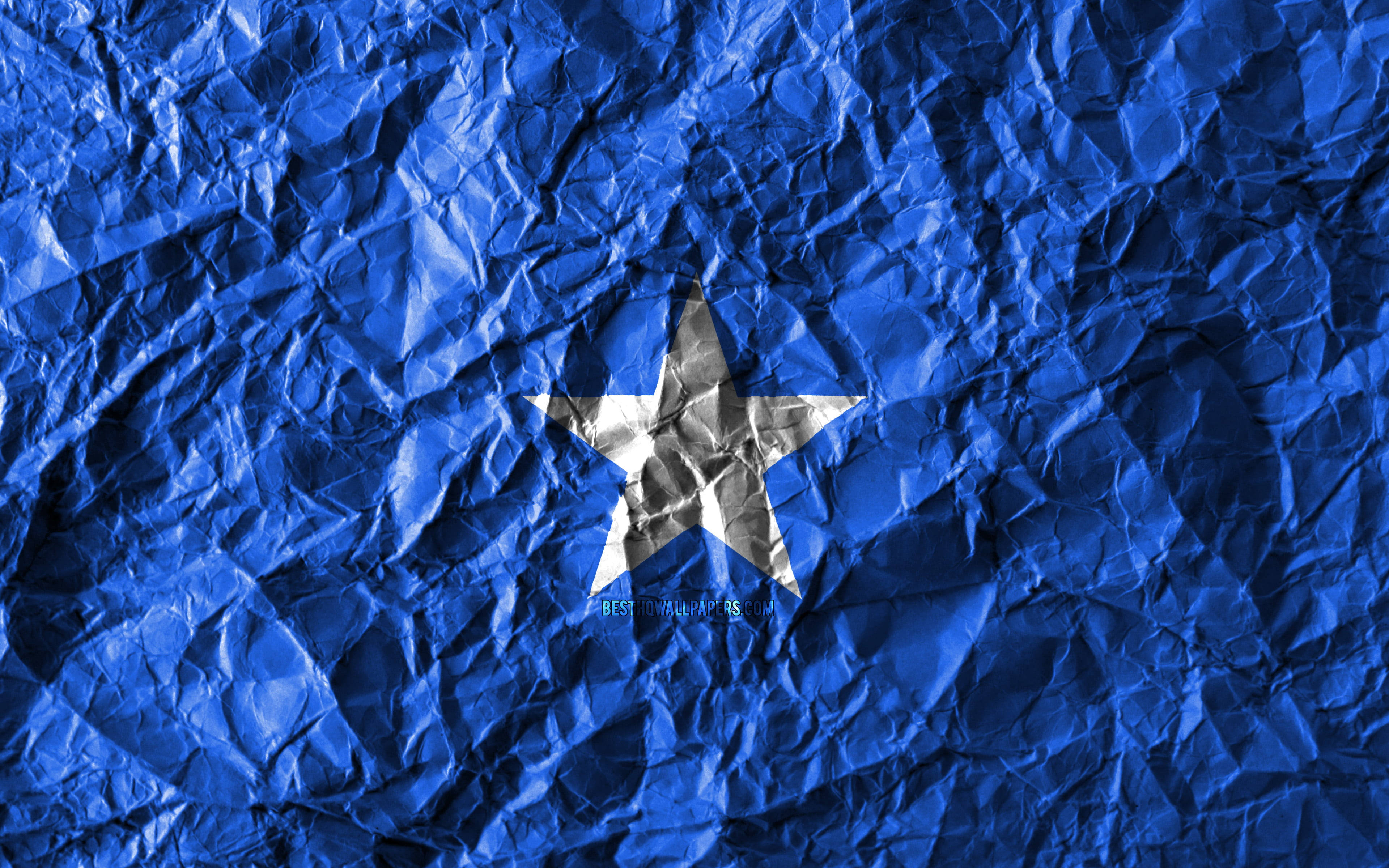 Somalia flag, wrinkled paper, blue paper, 4K Desktop Wallpaper