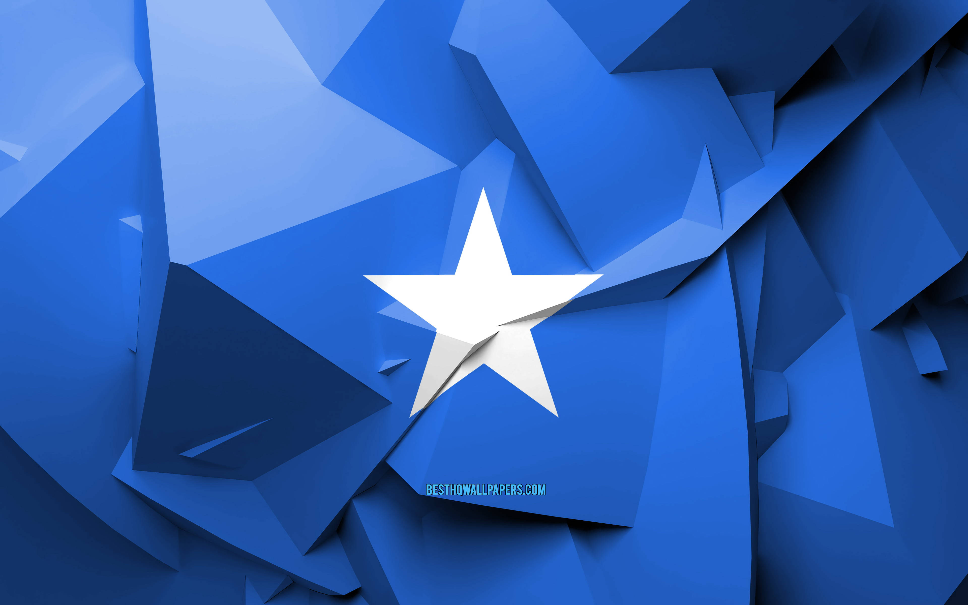 Somalia flag, white star, blue geometric pattern, 4K Desktop Wallpaper