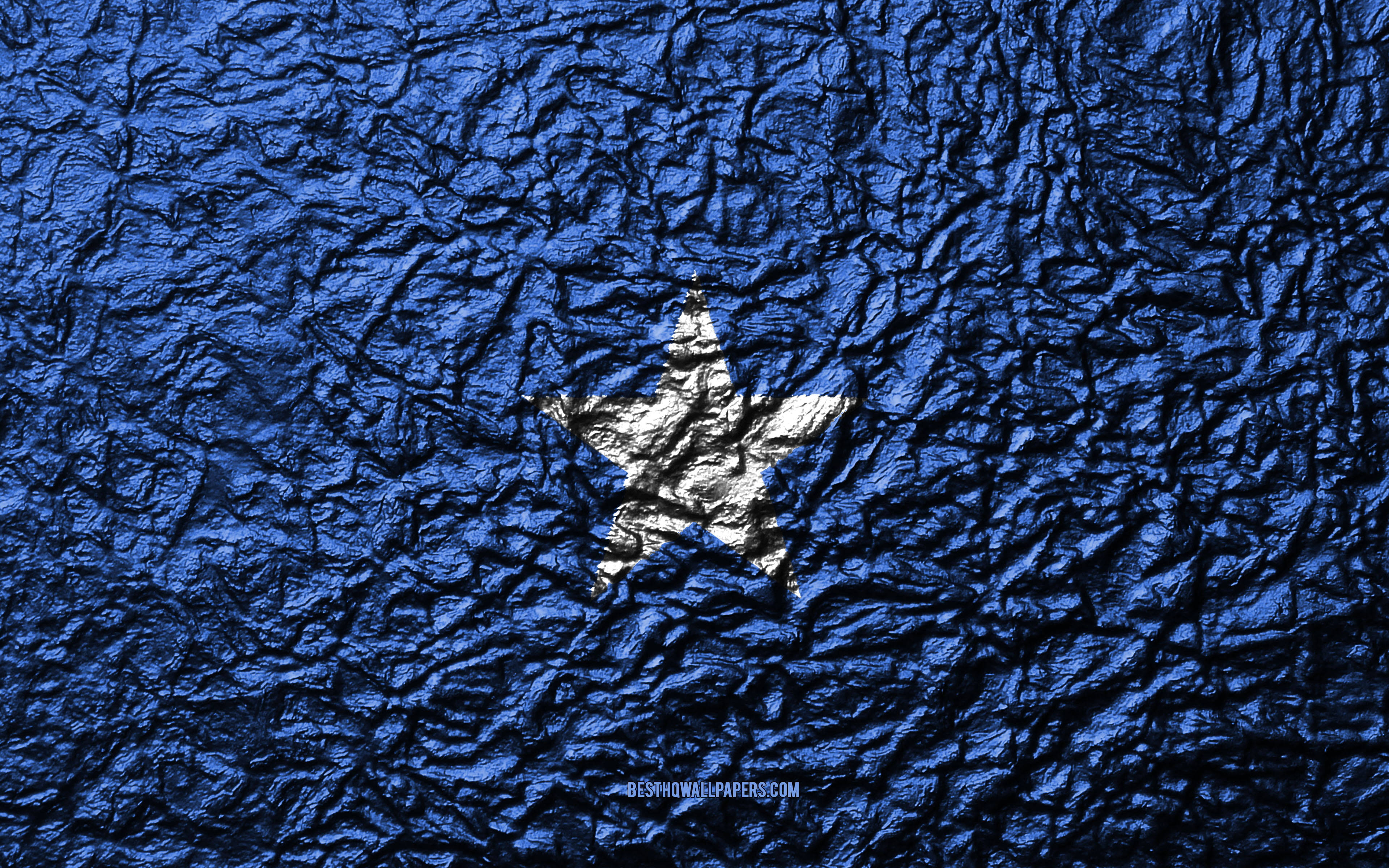 Somalia flag, silver star, deep blue, 4K Desktop Wallpaper