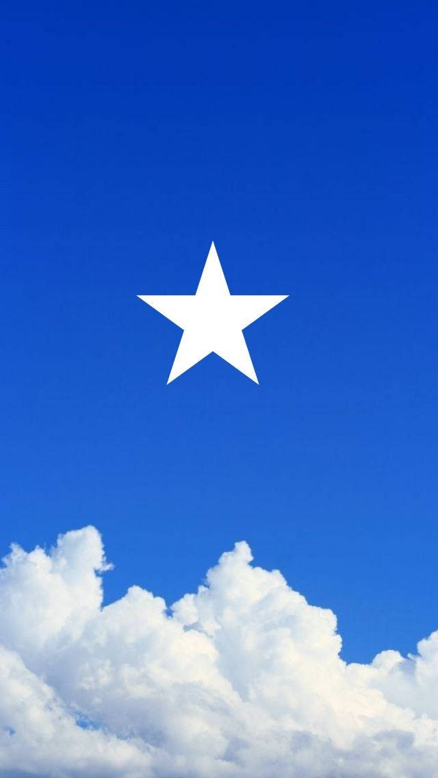 Somalia flag, white star, fluffy white clouds, SD Phone Wallpaper