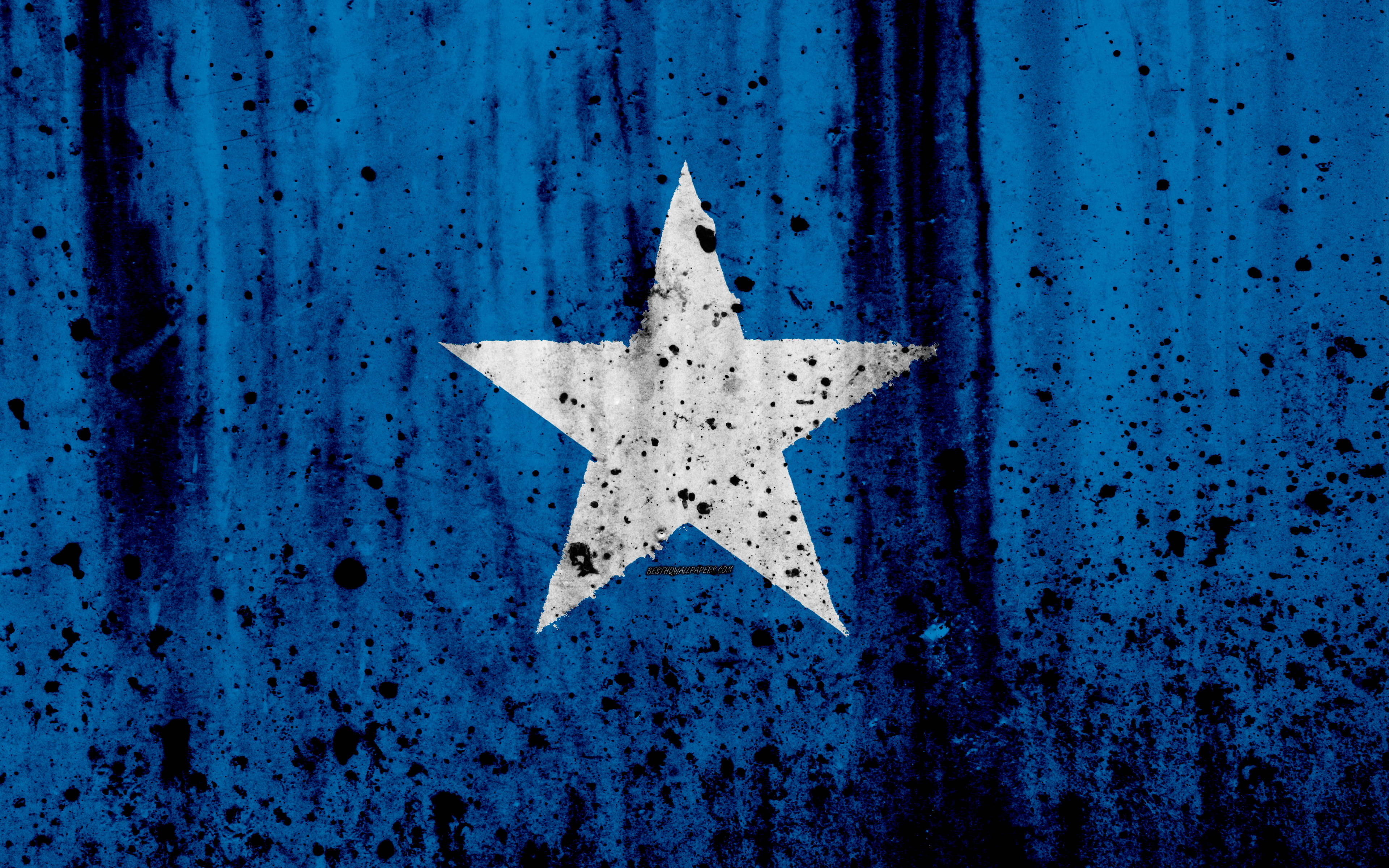 Somalia flag, white star, blue corrugated metal, 4K Desktop Wallpaper