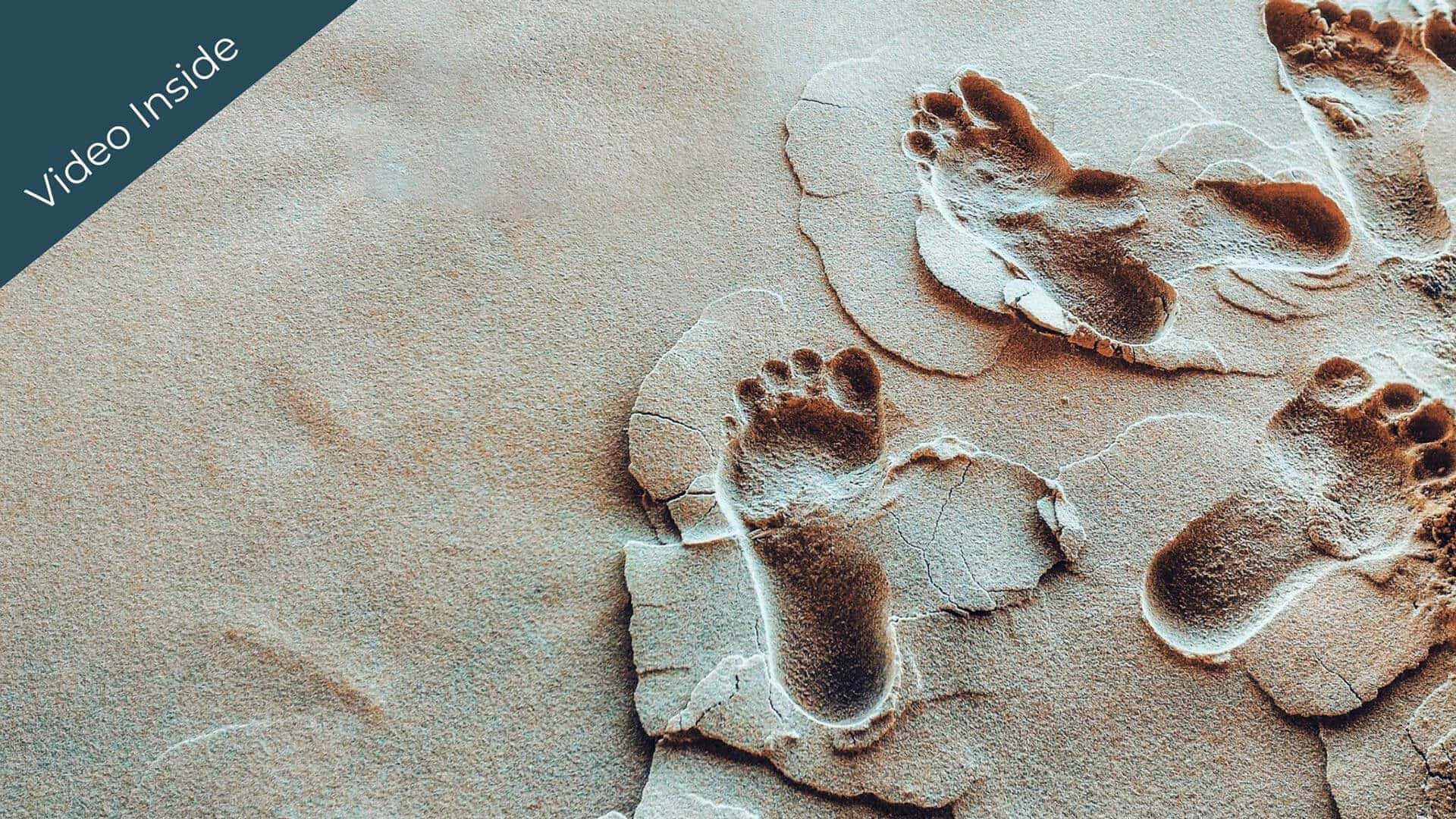 Somatic, baby footprints, cracked desert sand, Full HD Desktop Wallpaper