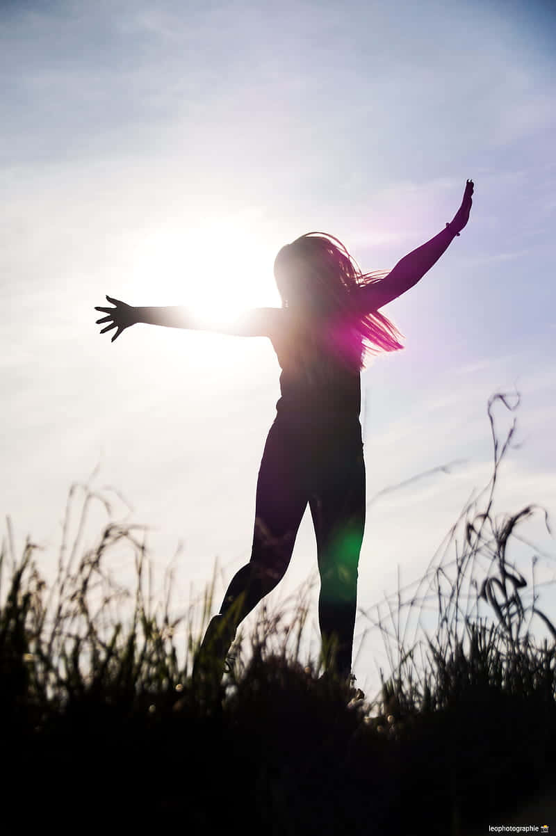 Somatic, woman silhouette, field, SD Phone Wallpaper