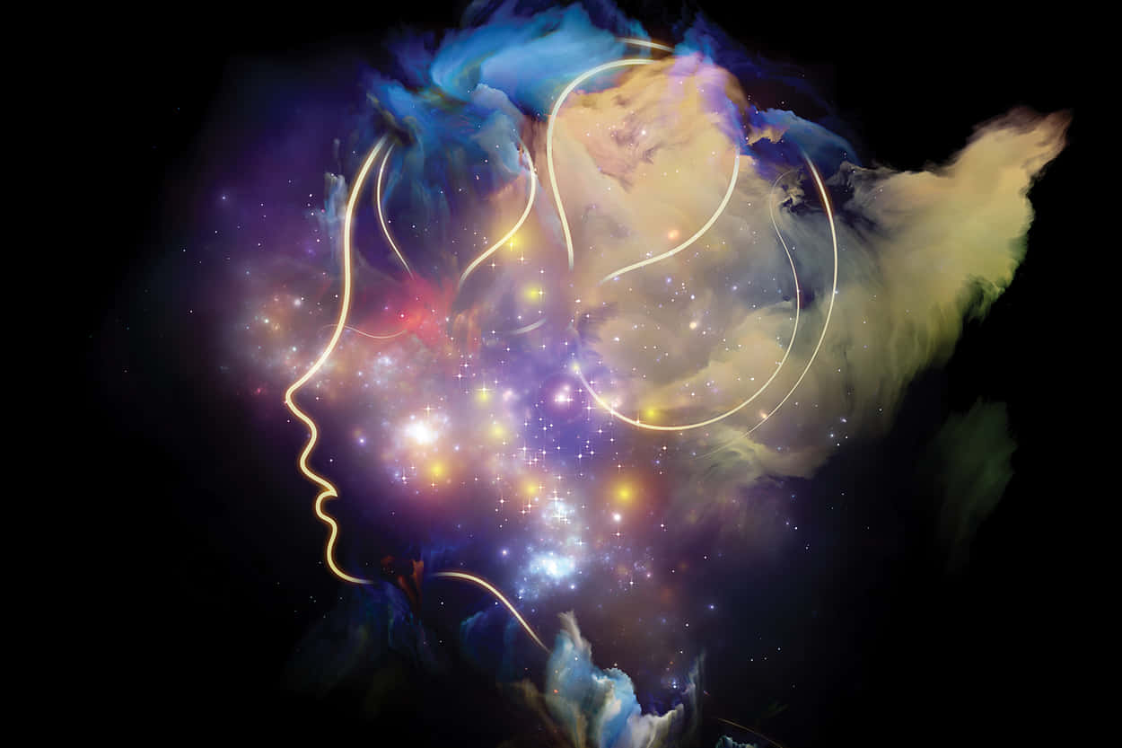 Somatic, cosmic nebula, human head and shoulders, SD Desktop Wallpaper