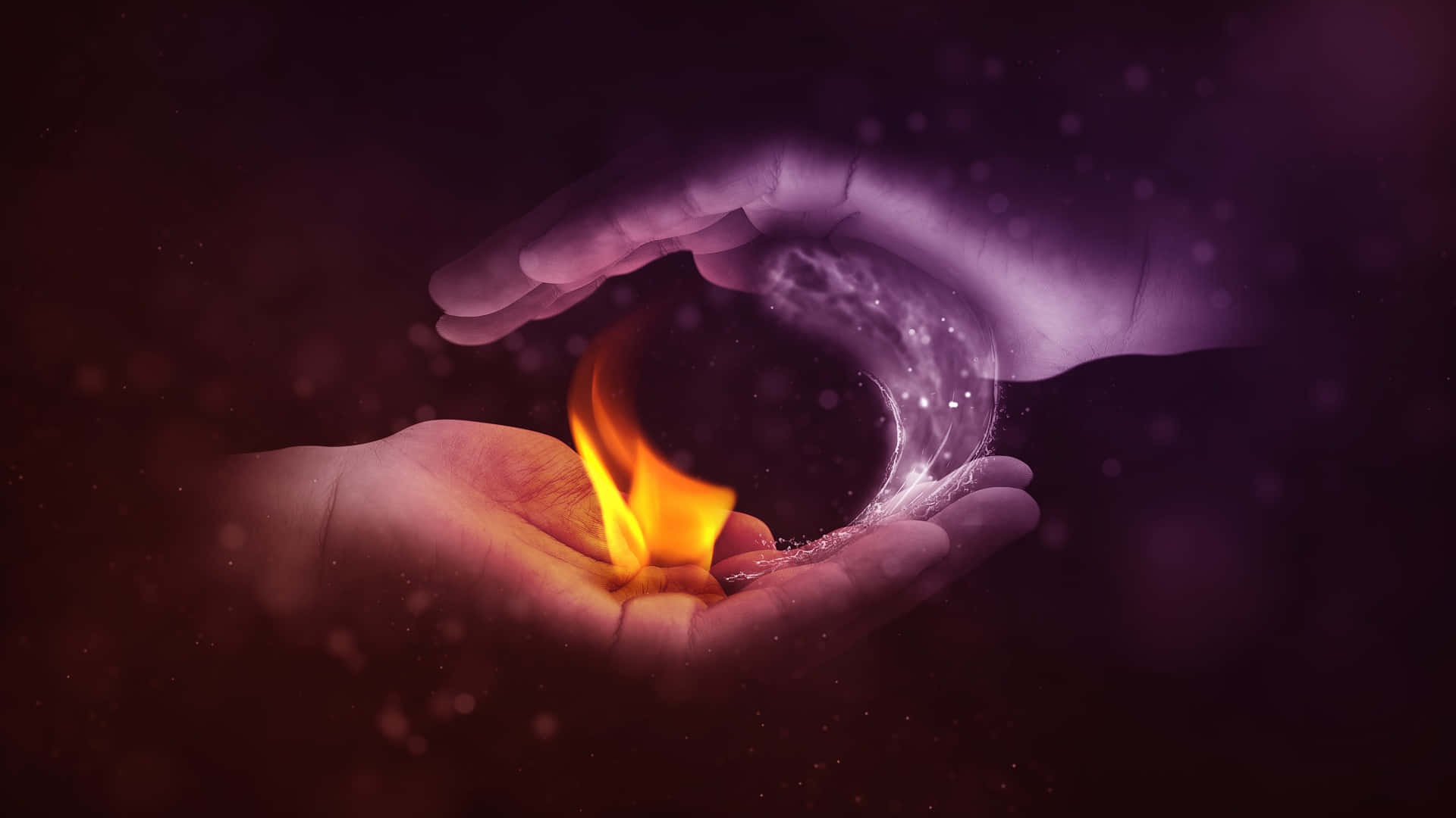 Somatic, hands, flame, Full HD Desktop Wallpaper