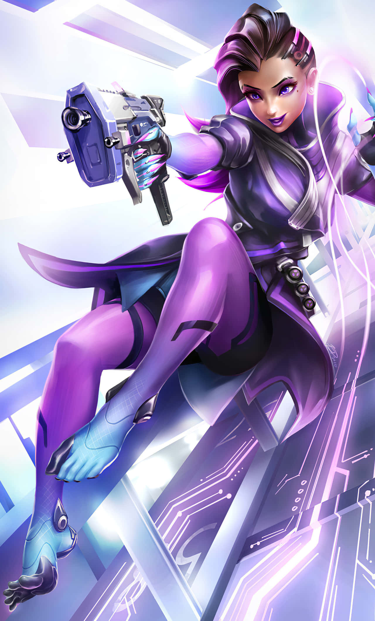 Sombra, Overwatch, purple-clad, Full HD Phone Wallpaper