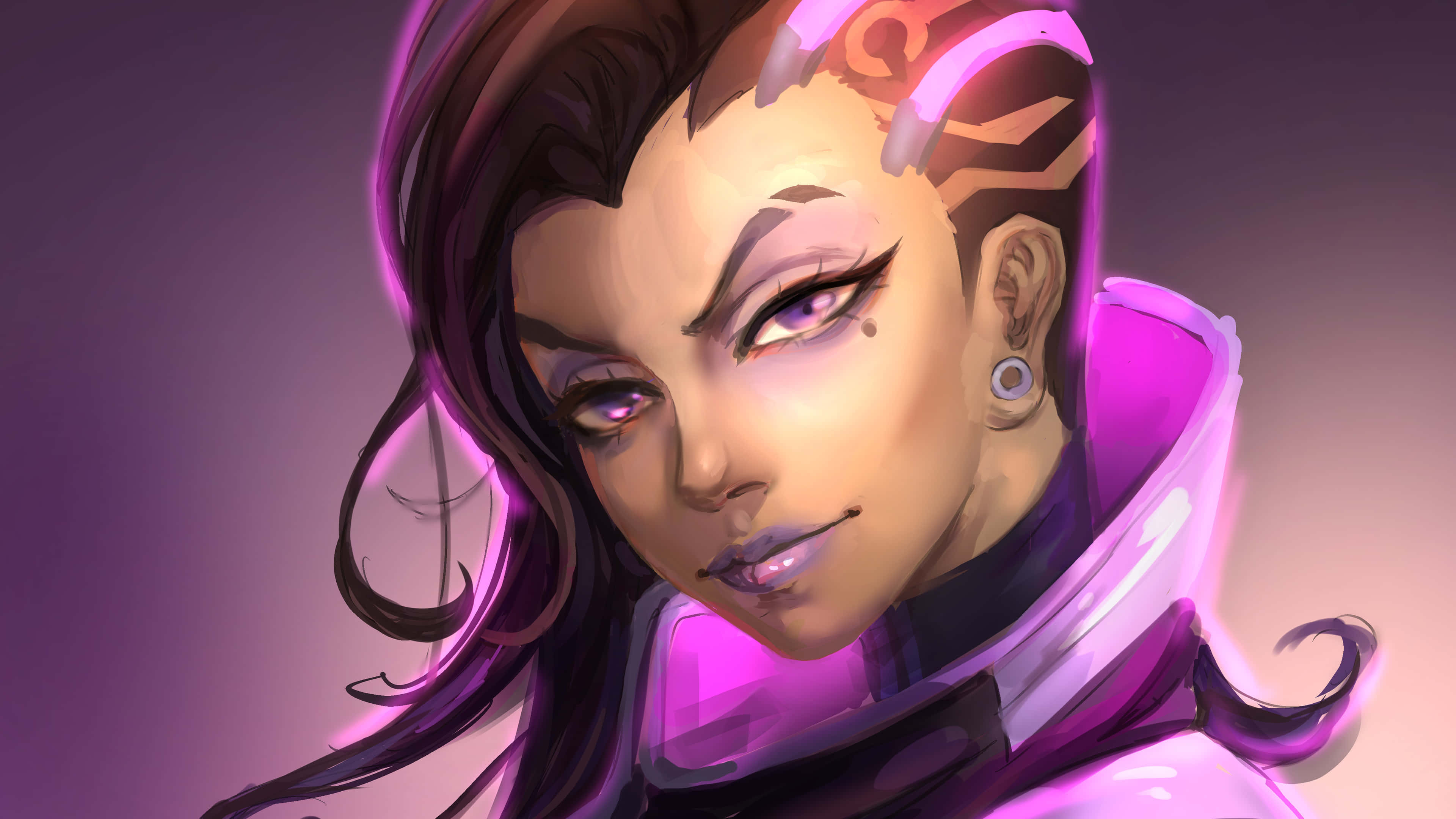 Sombra, Overwatch, purple eyes, 4K Desktop Wallpaper