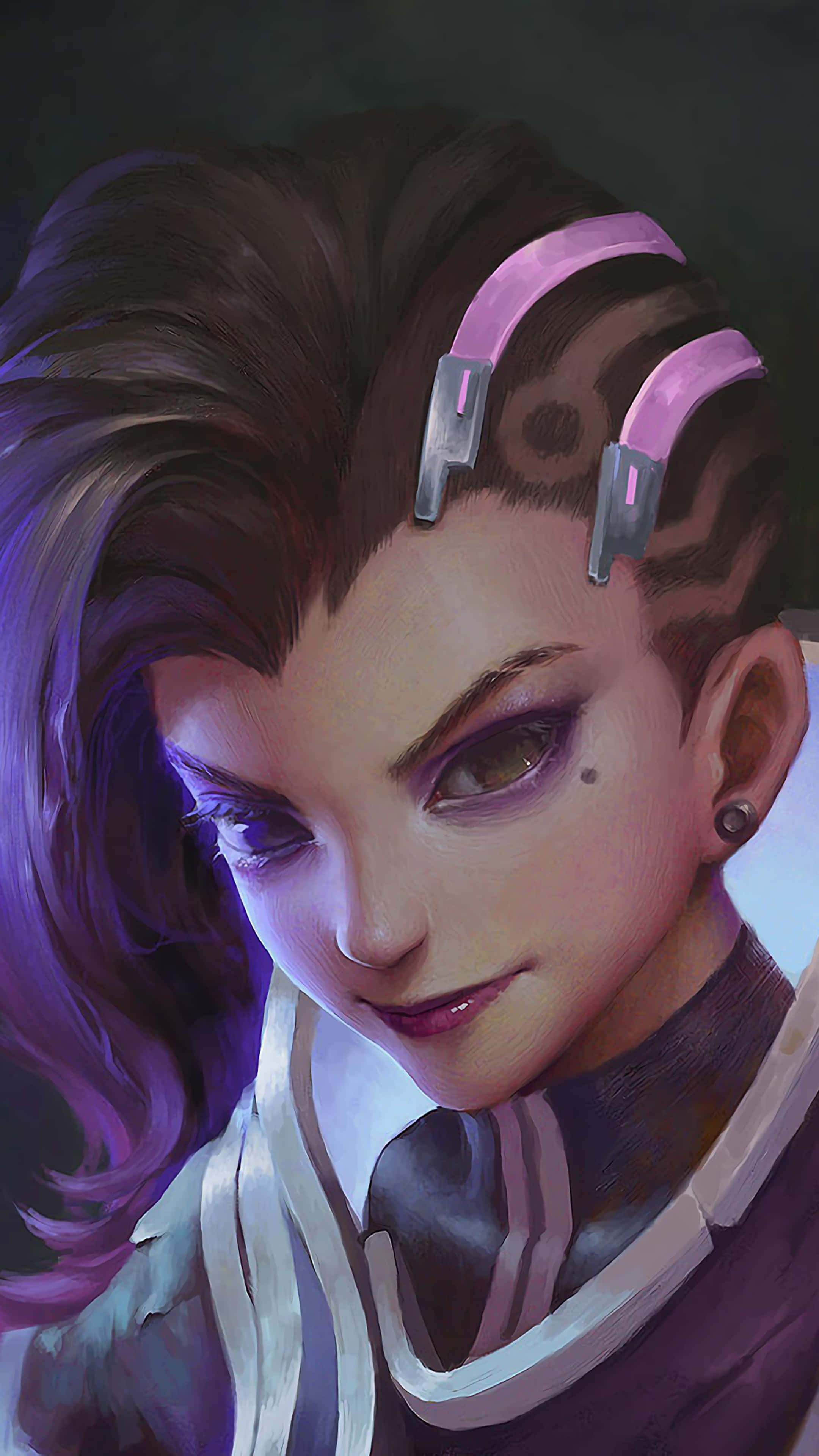 Sombra, Overwatch, purple hair, 4K Phone Wallpaper