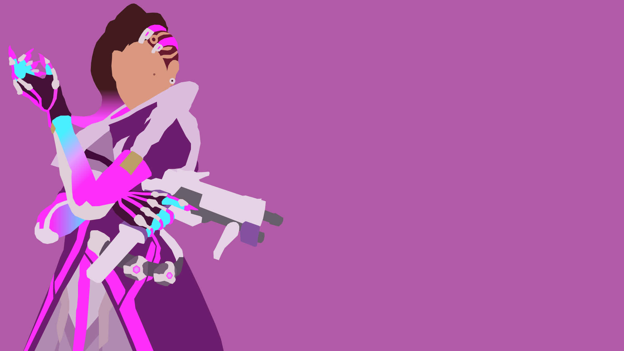 Sombra, Overwatch, glowing weapons, Full HD Desktop Wallpaper