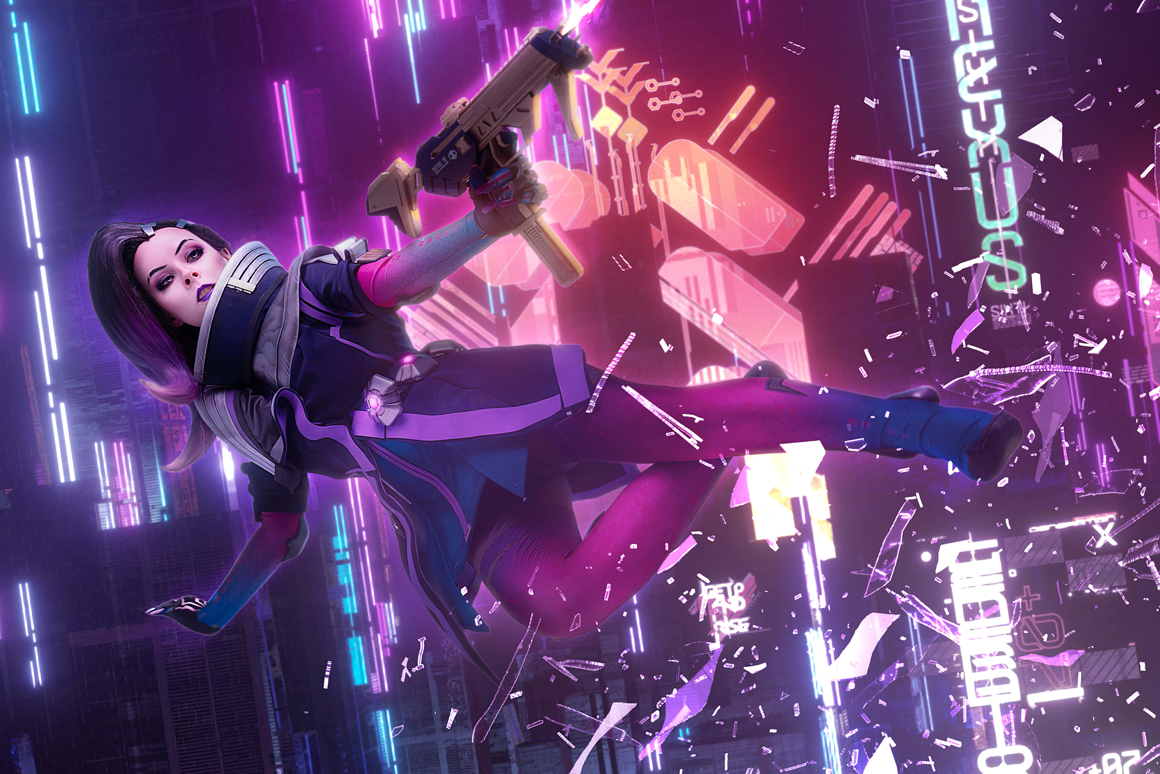 Sombra, Overwatch, cyberpunk, 4K Desktop Wallpaper