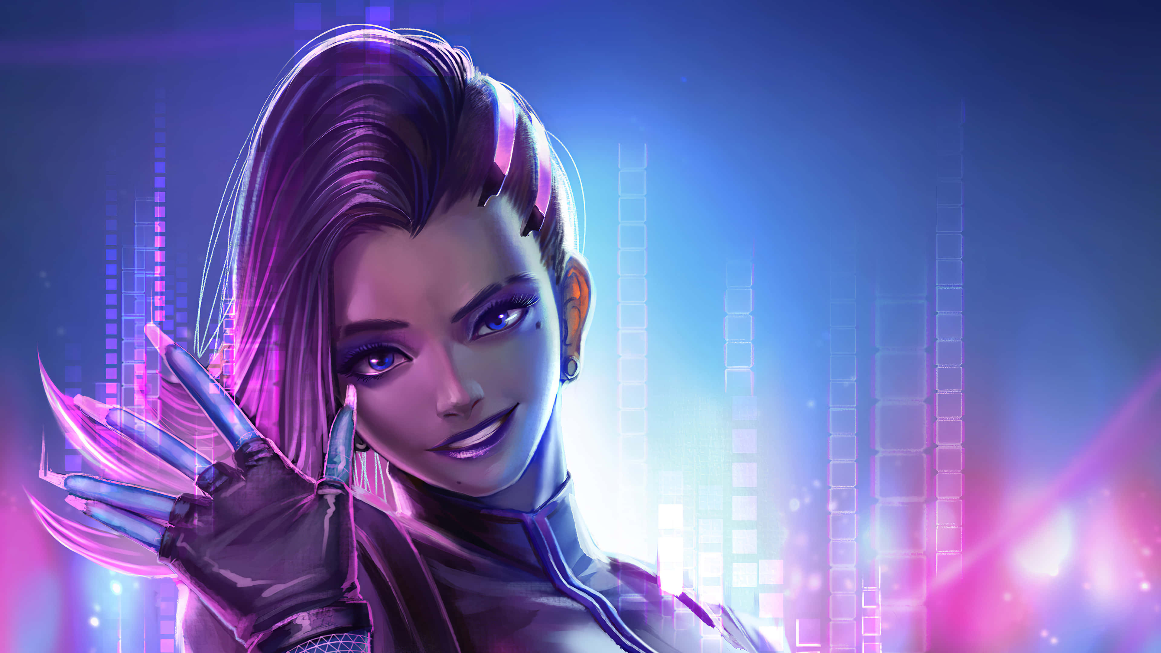 Sombra, Overwatch, cyberpunk, 4K Desktop Wallpaper