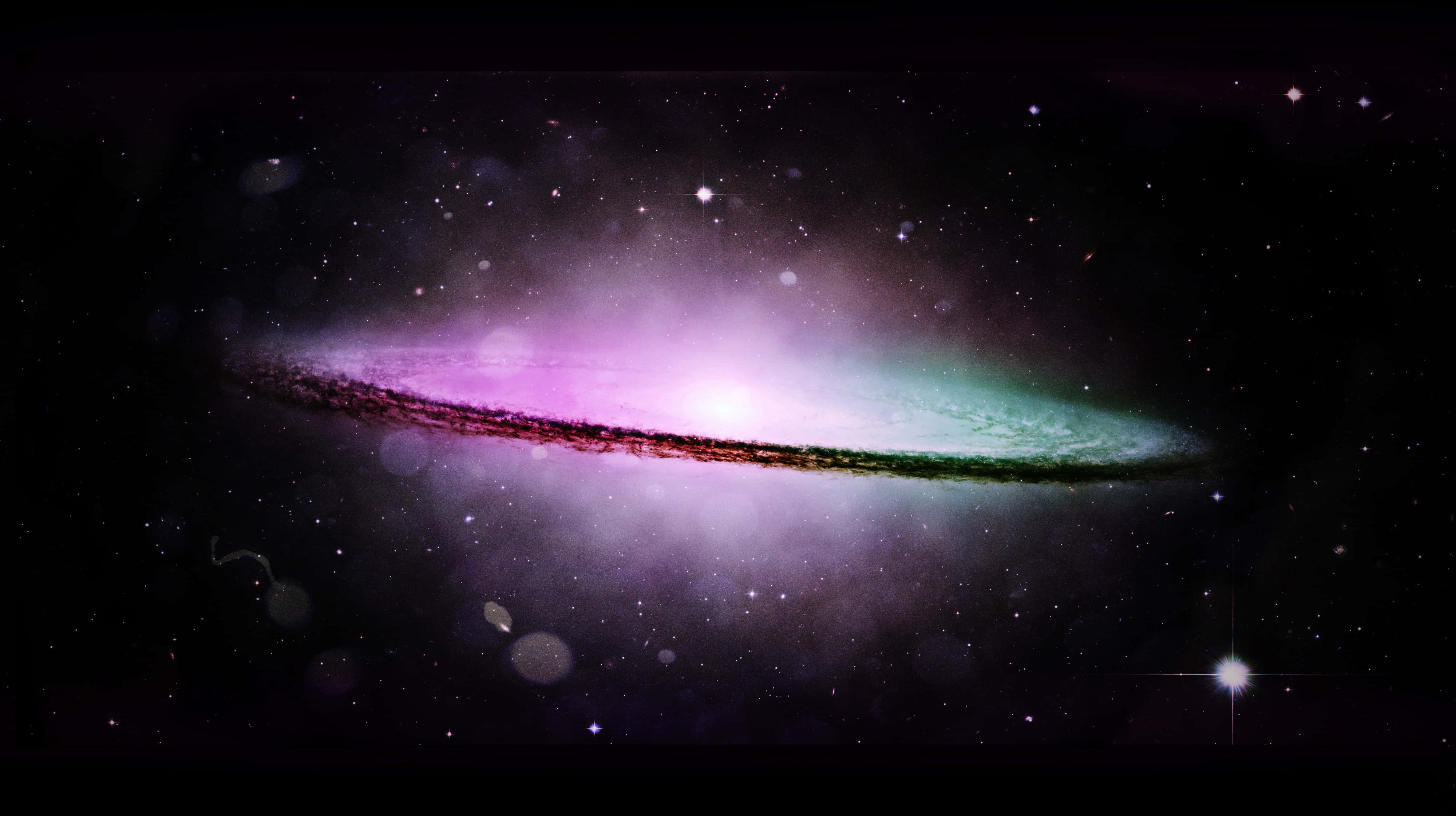 Sombrero Galaxy, purple, teal, 4K Desktop Wallpaper