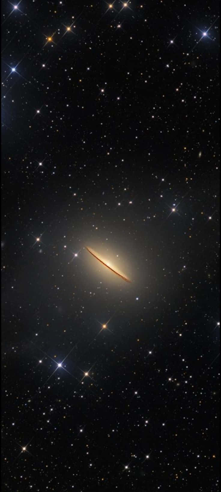 Sombrero Galaxy, stellar panorama, golden light, HD Phone Wallpaper