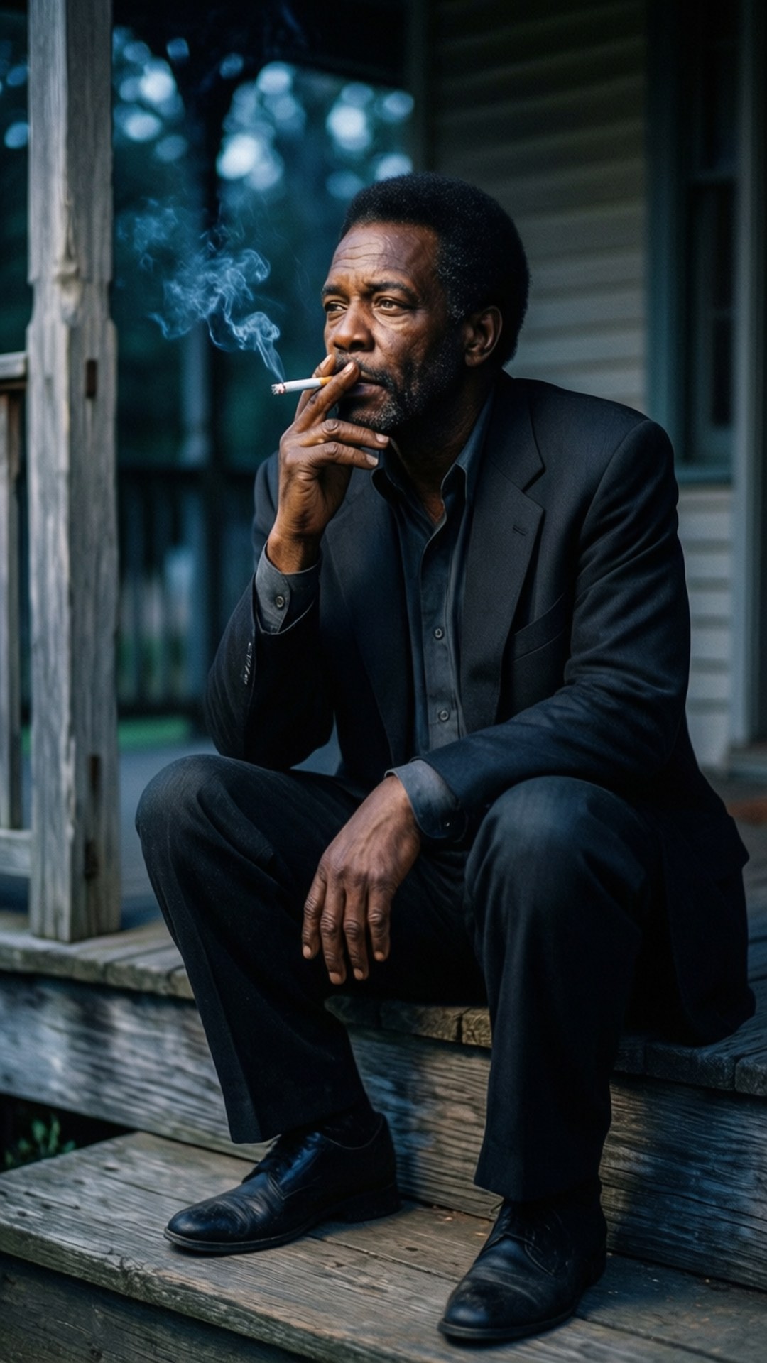 Son House, porch, smoking, Full HD Phone Wallpaper