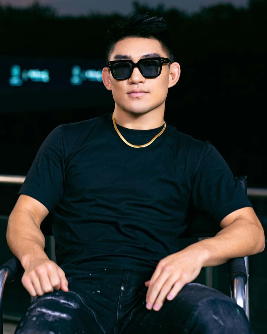Song Yadong, black sunglasses, black tshirt, HD Phone Wallpaper