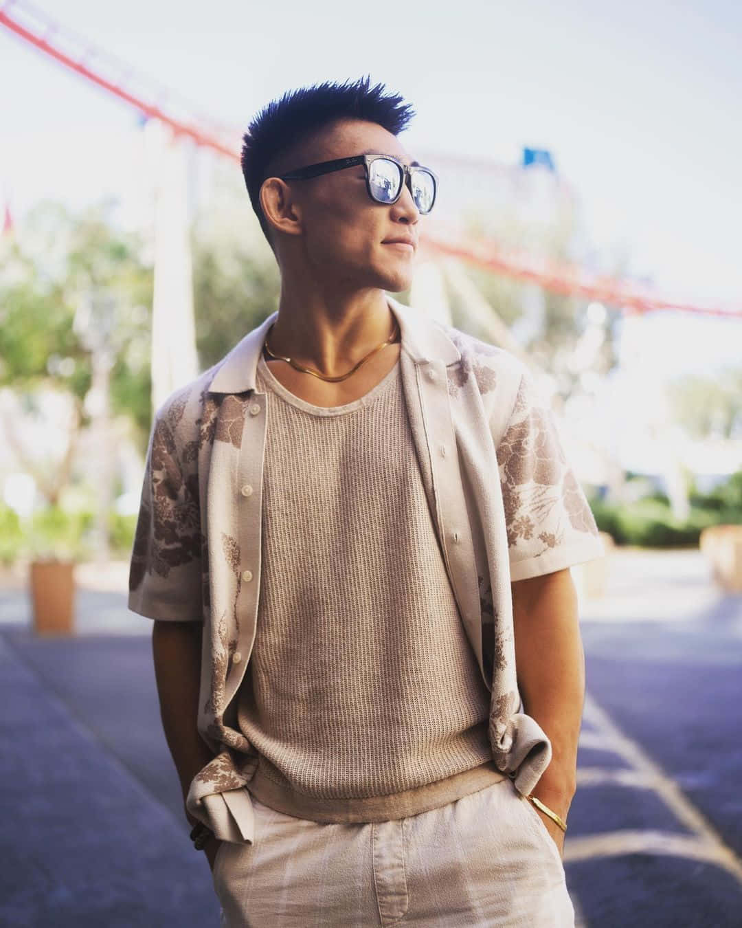 Song Yadong, sunglasses, patterned shirt, HD Phone Wallpaper