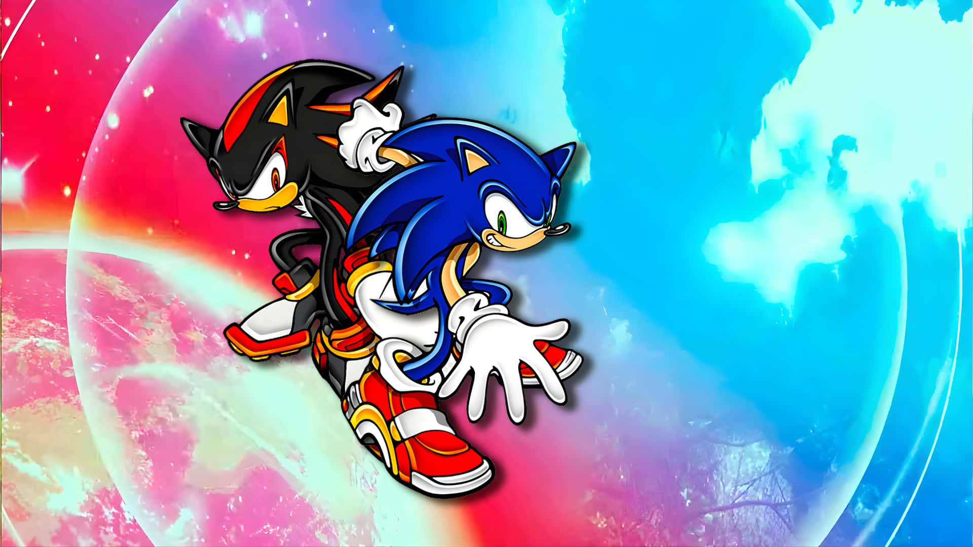 Sonic, Shadow, cosmic tunnel, Full HD Desktop Wallpaper