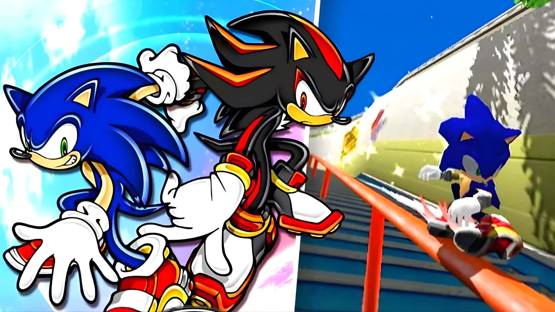 Sonic Adventure 2, Sonic, Shadow, Full HD Desktop Wallpaper