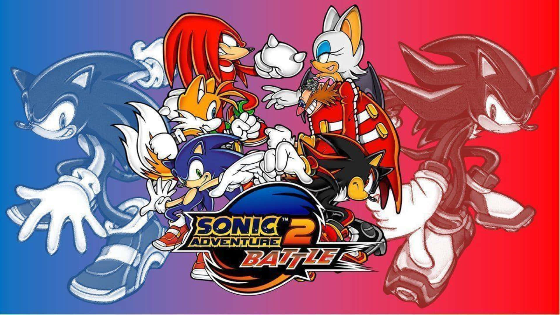Sonic Adventure HD, Sonic, blue to red gradient background, Full HD Desktop Wallpaper