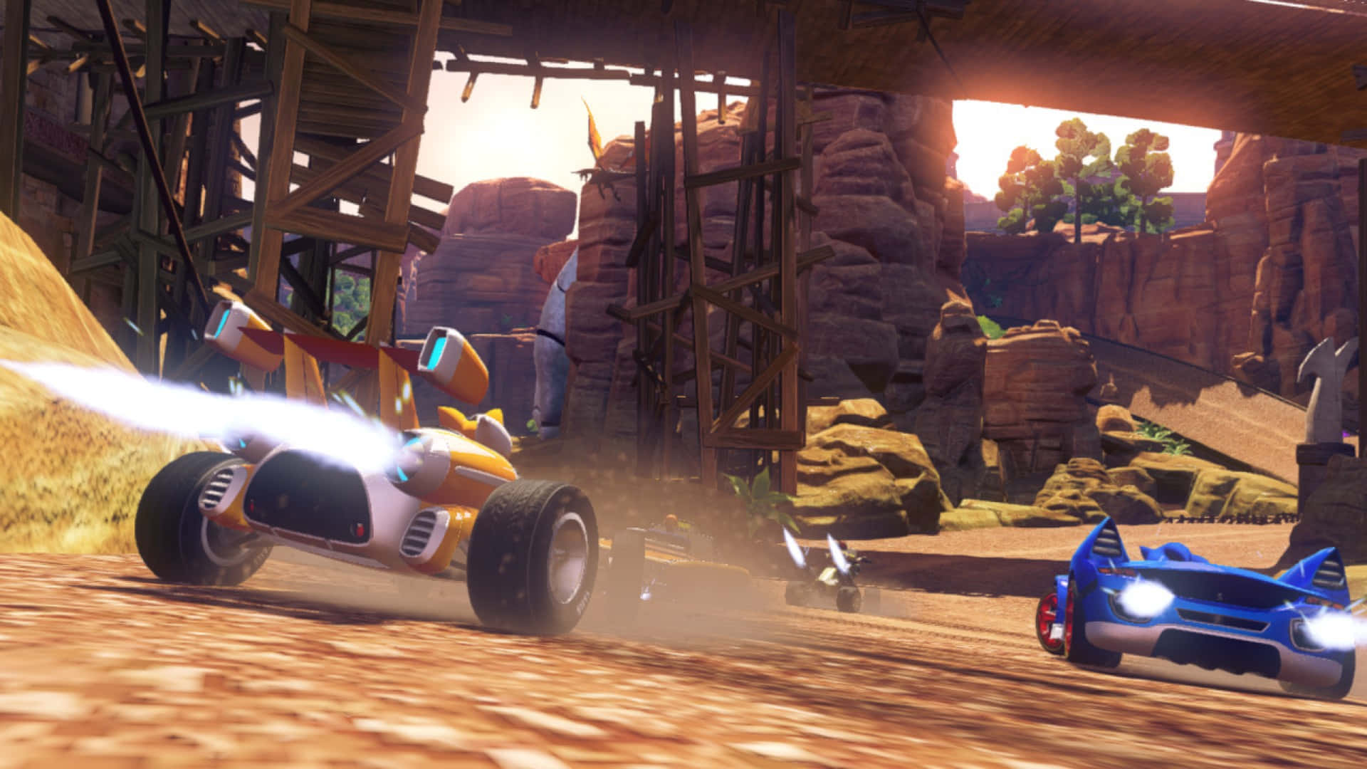 Sonic and All-Stars Racing Transformed, sunset, dusty desert canyon, Full HD Desktop Wallpaper