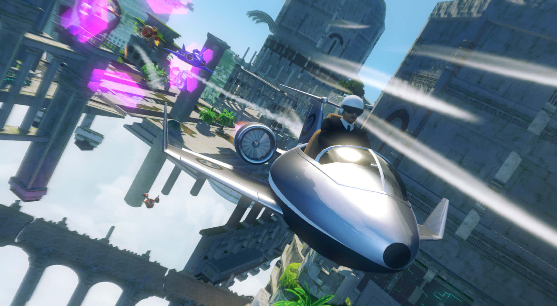 Sonic and All-stars Racing Transformed, Sonic, futuristic cityscape, HD Desktop Wallpaper