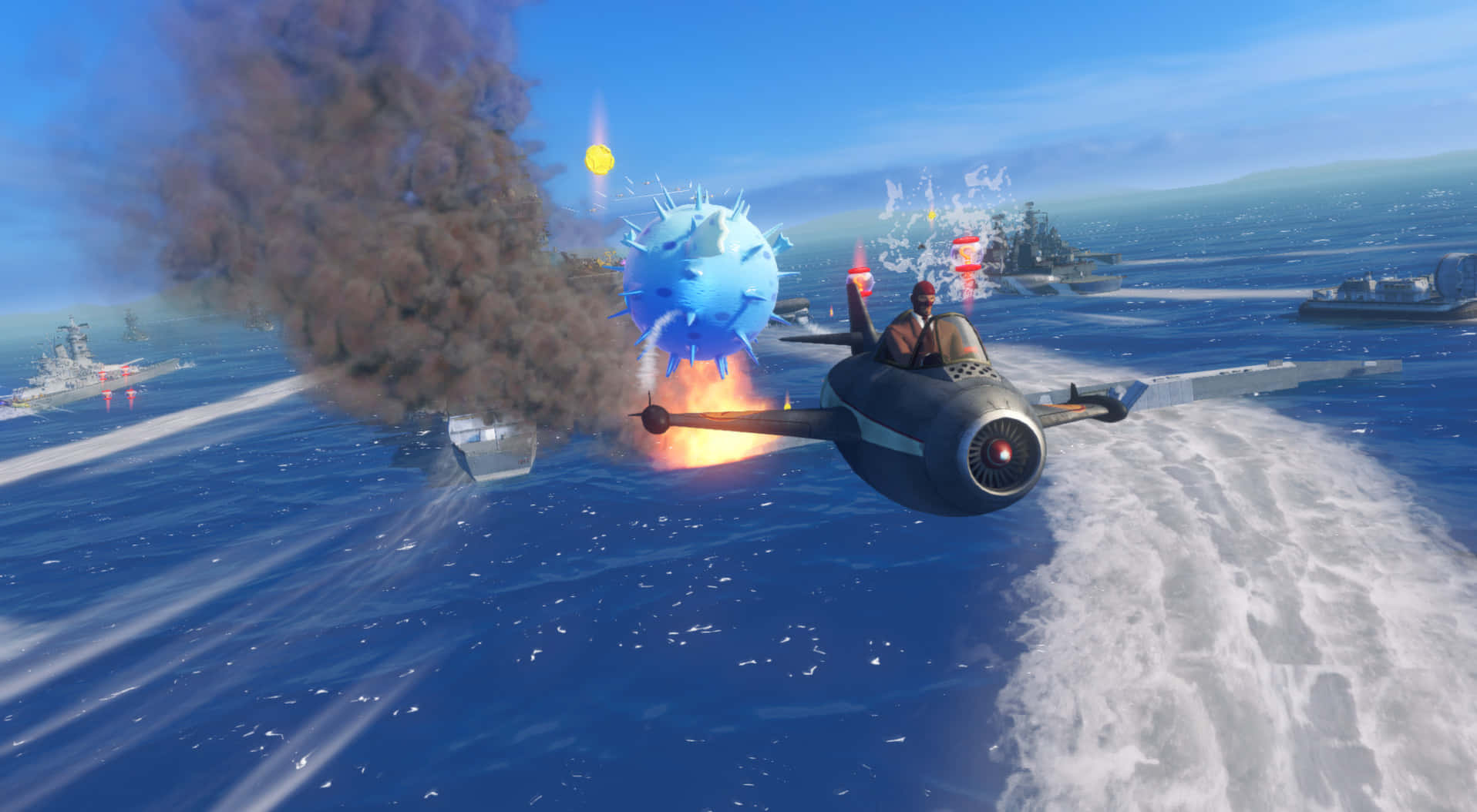 Sonic and All-Stars Racing Transformed, fighter jet, ocean waves, HD Desktop Wallpaper