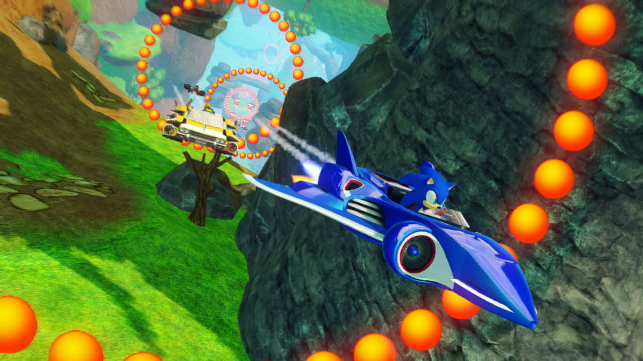 Sonic and All-stars Racing Transformed, Sonic, blue rocket ship, HD Desktop Wallpaper
