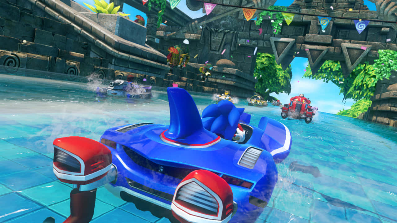 Sonic and All-Stars Racing Transformed, Sonic, blue watercraft, HD Desktop Wallpaper