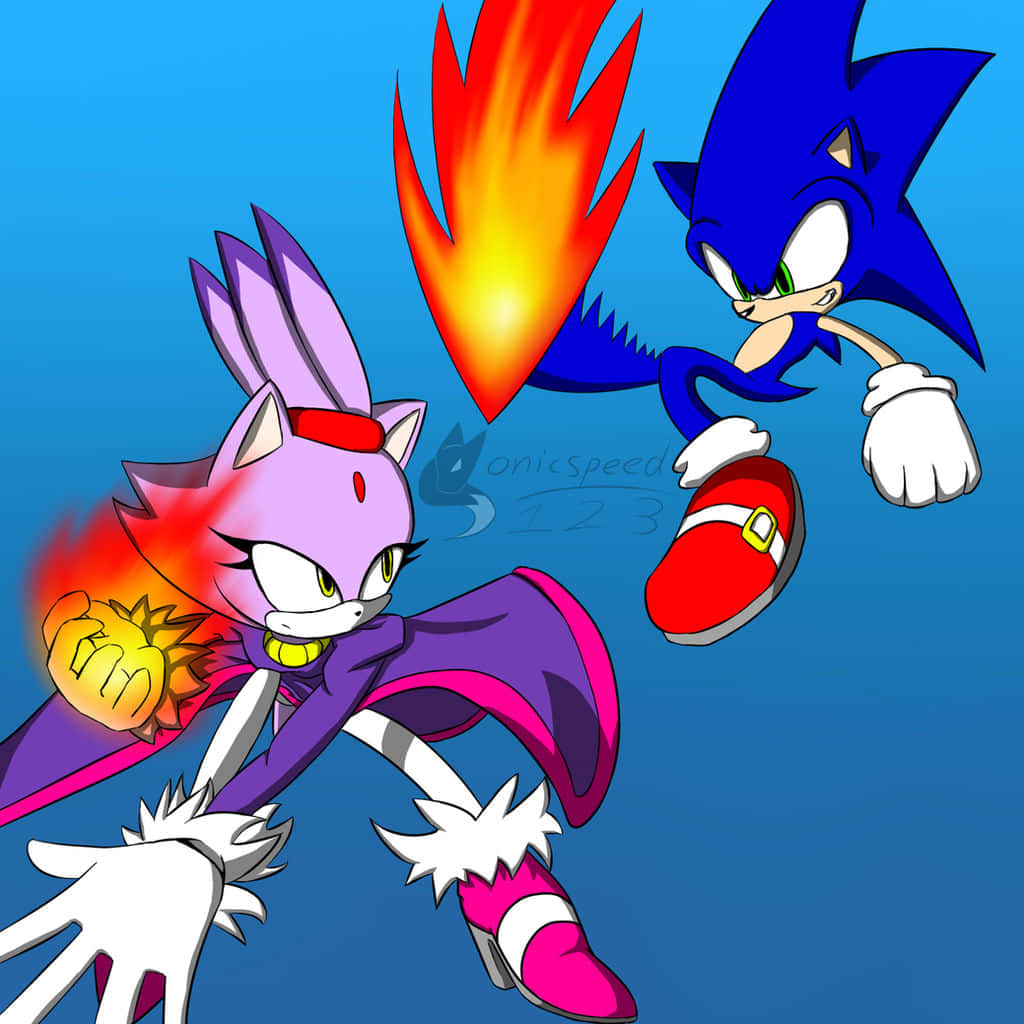 Sonic, Blaze, purple rabbit character, SD Desktop Wallpaper