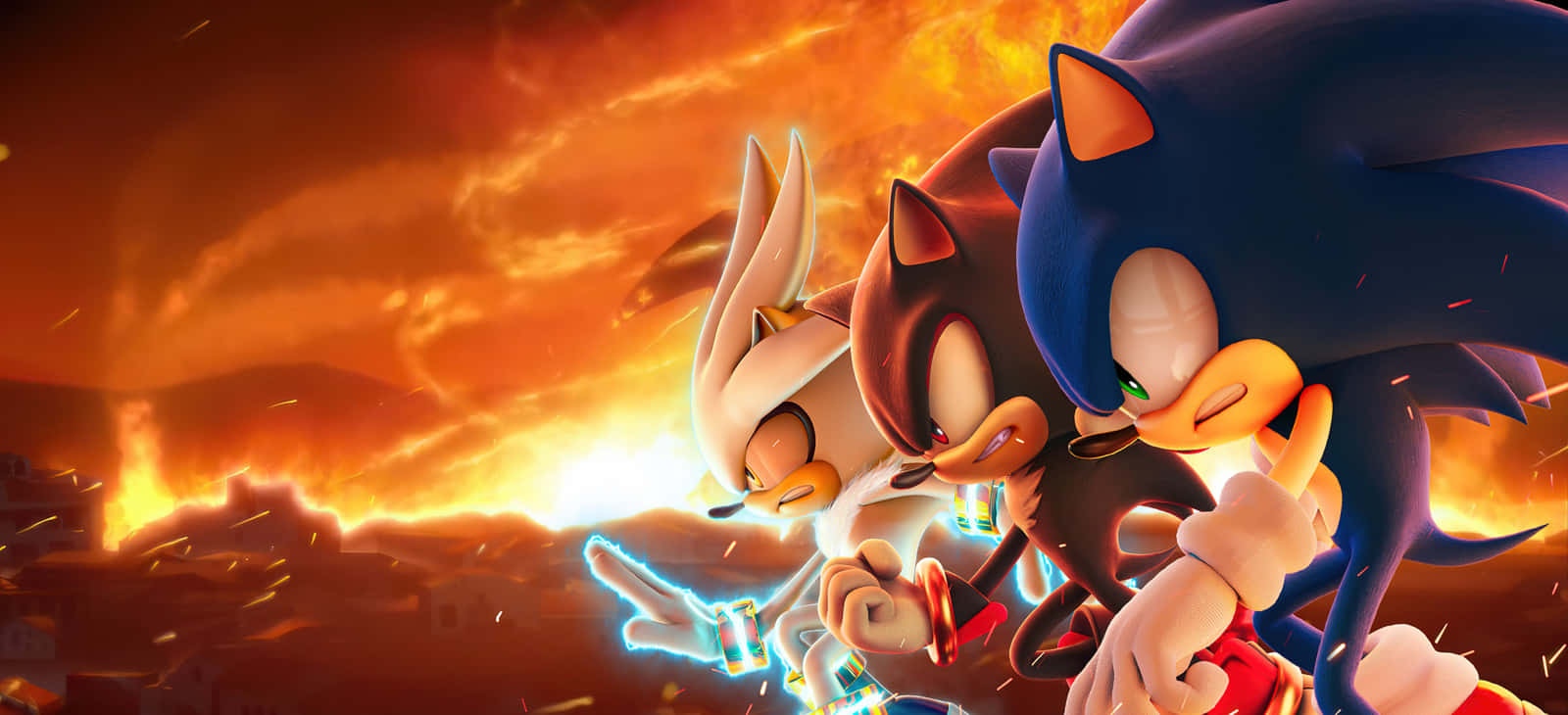 Sonic, Silver, fiery orange sunset, HD Desktop Wallpaper