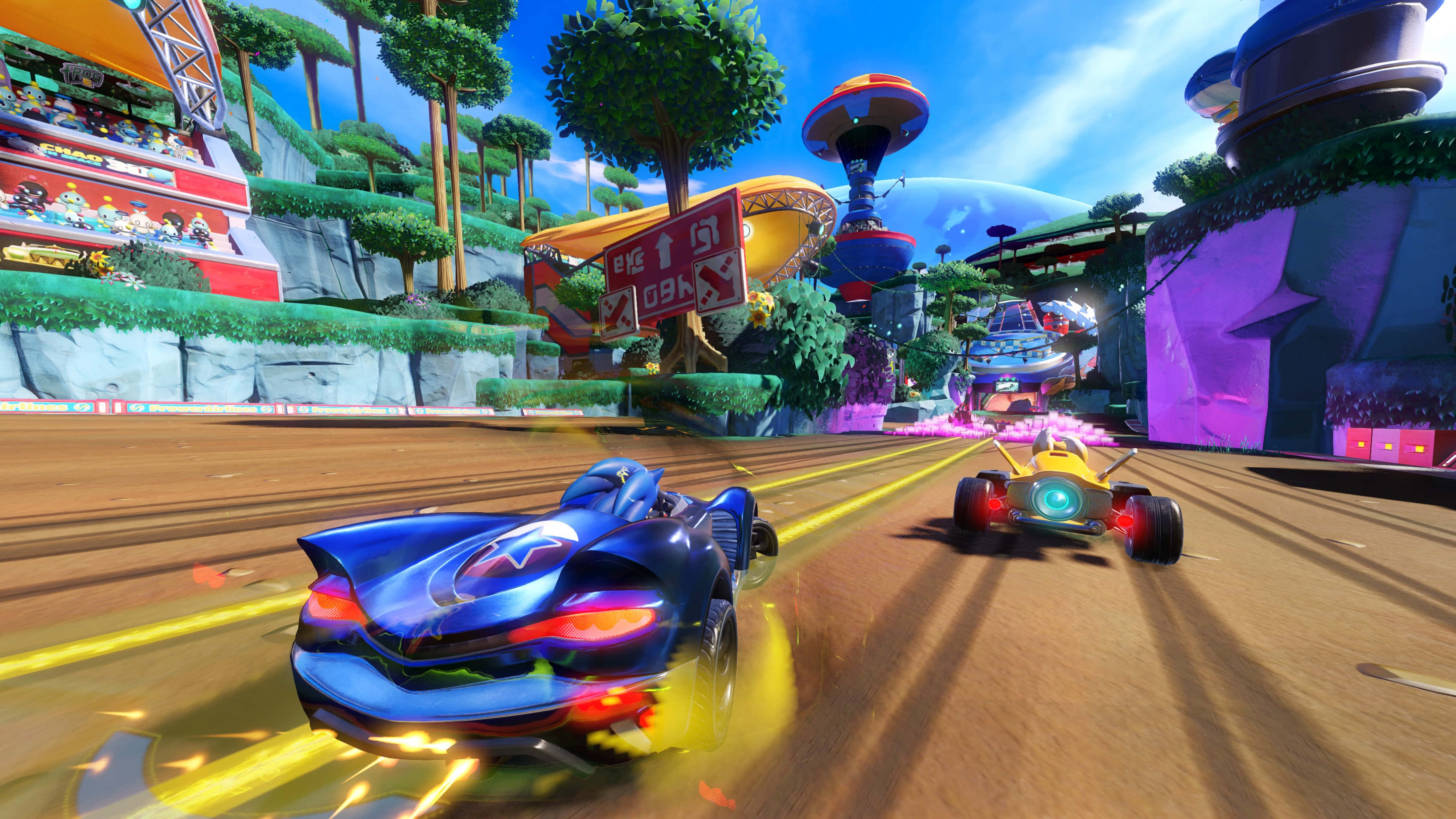 Sonic Battle Racers, colorful race track, futuristic racing cars, 2K Desktop Wallpaper