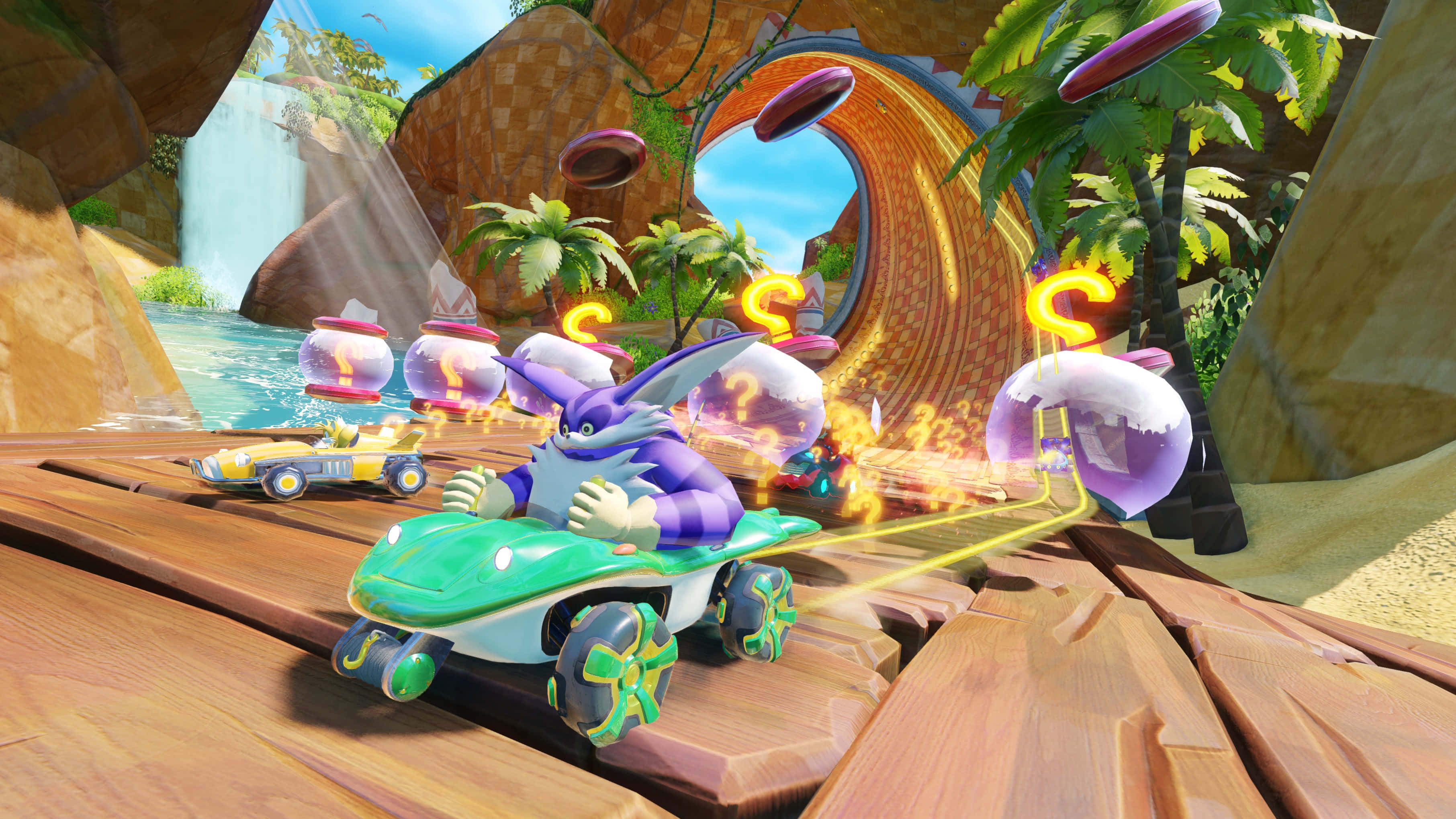 Sonic Battle Racers, purple rabbit, green kart, 2K Desktop Wallpaper