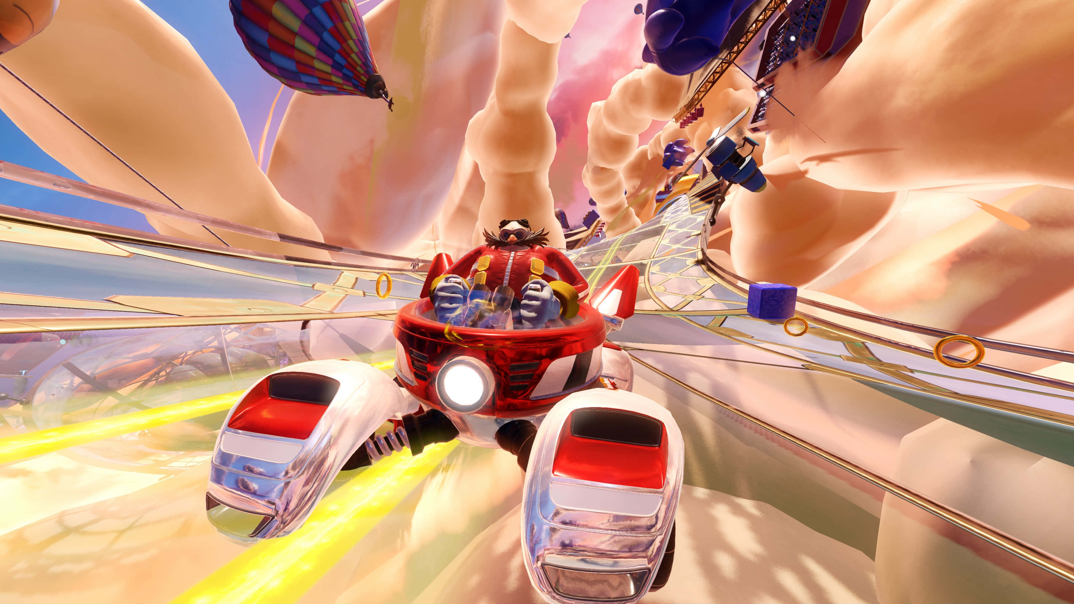 Sonic Battle Racers, red race car, surreal canyon, 2K Desktop Wallpaper
