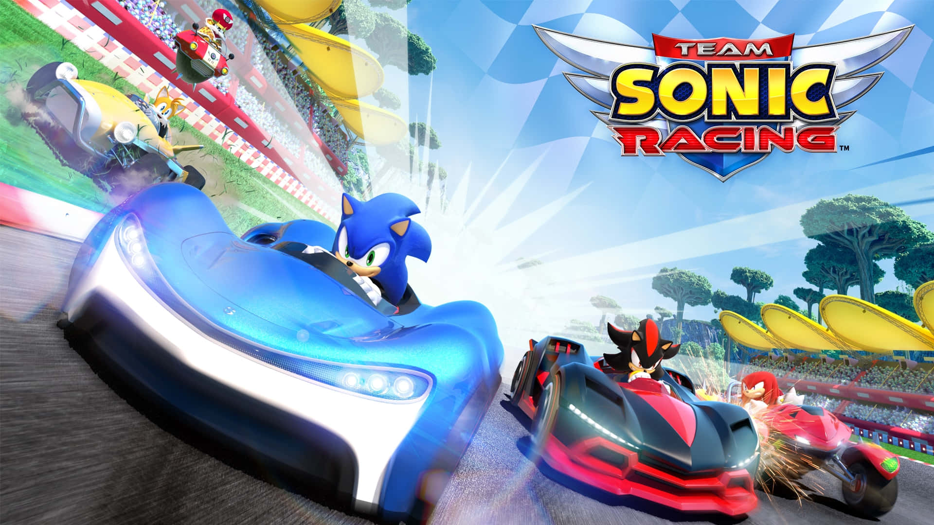 Sonic Battle Racers, Sonic, futuristic cars, Full HD Desktop Wallpaper