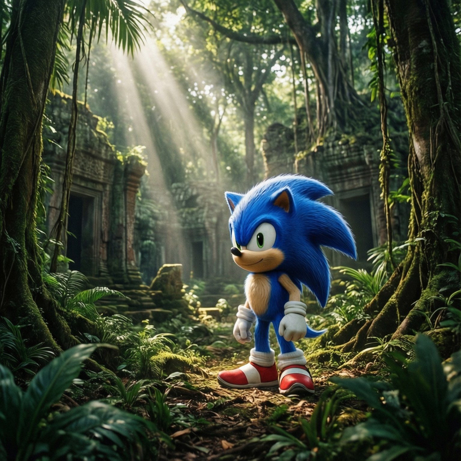 Sonic, jungle, ancient ruins, HD Desktop Wallpaper