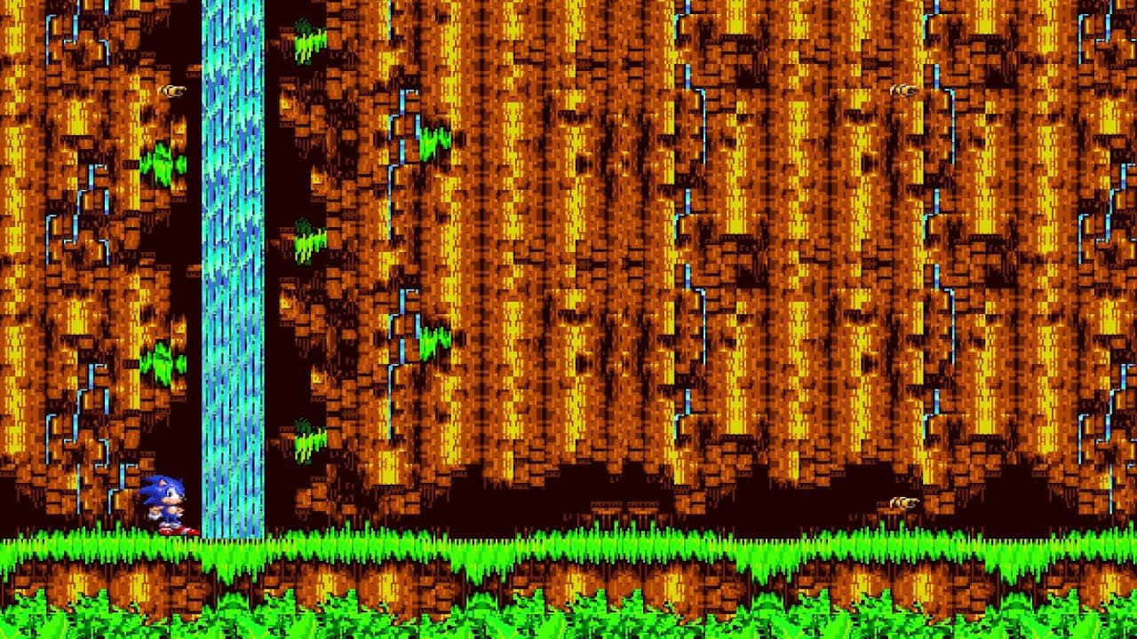 Sonic CD, blue hedgehog, glowing blue waterfall, HD Desktop Wallpaper