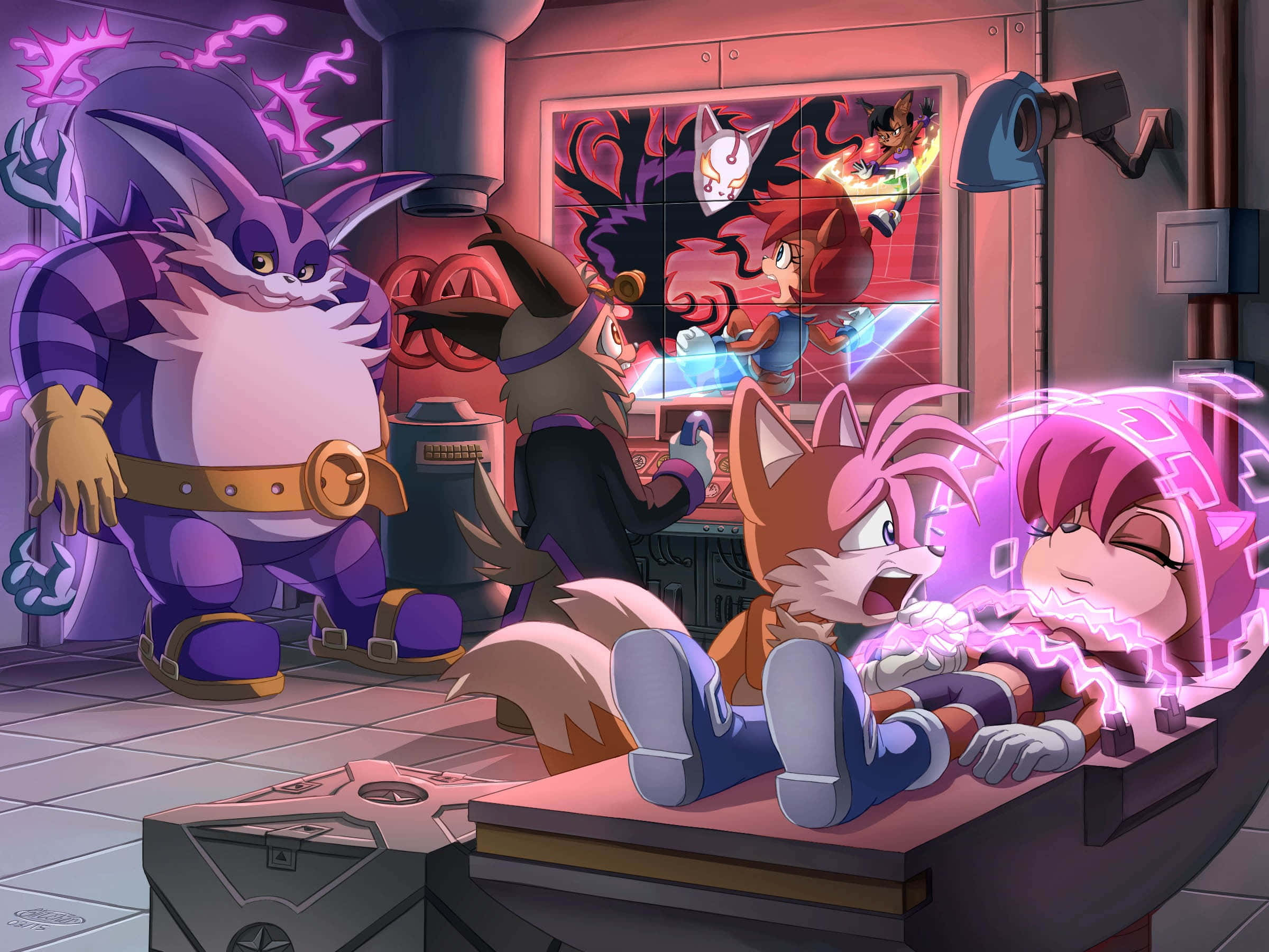 Sonic Characters, purple fox, pink hedgehog, Full HD Desktop Wallpaper