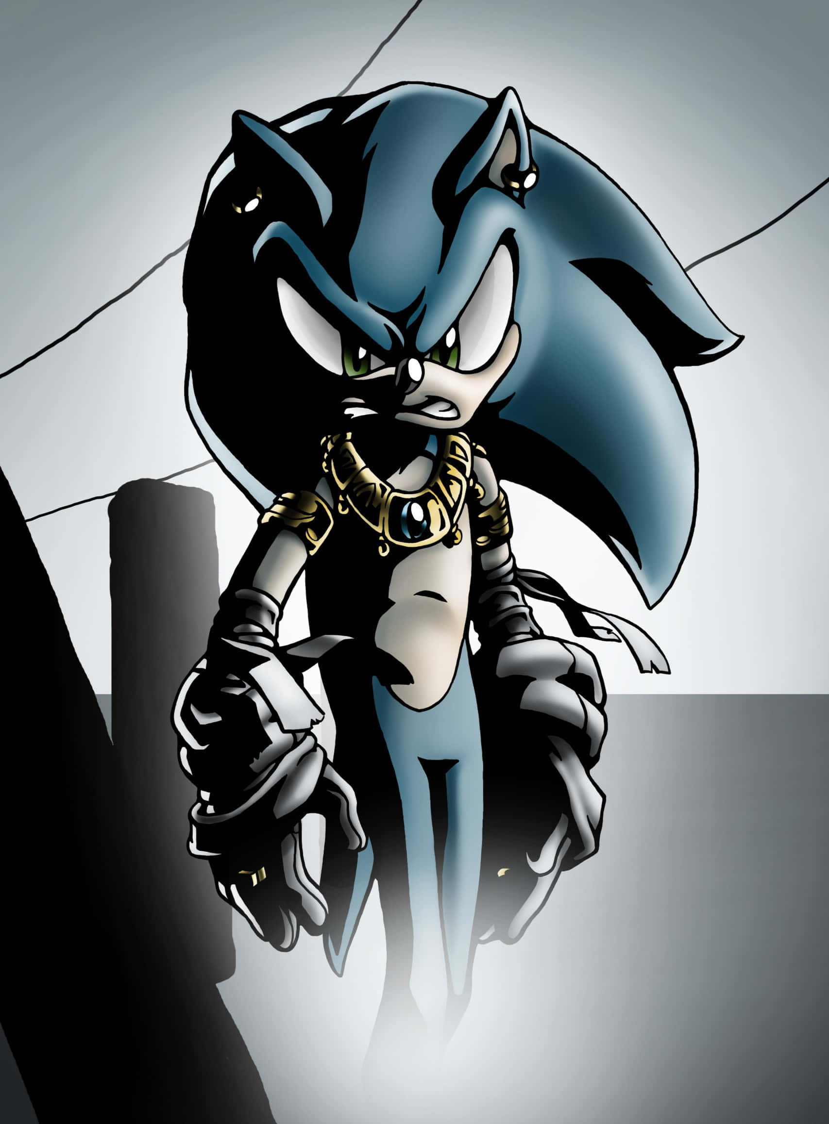 Sonic Characters, dark blue hedgehog, glowing green eyes, Full HD Phone Wallpaper