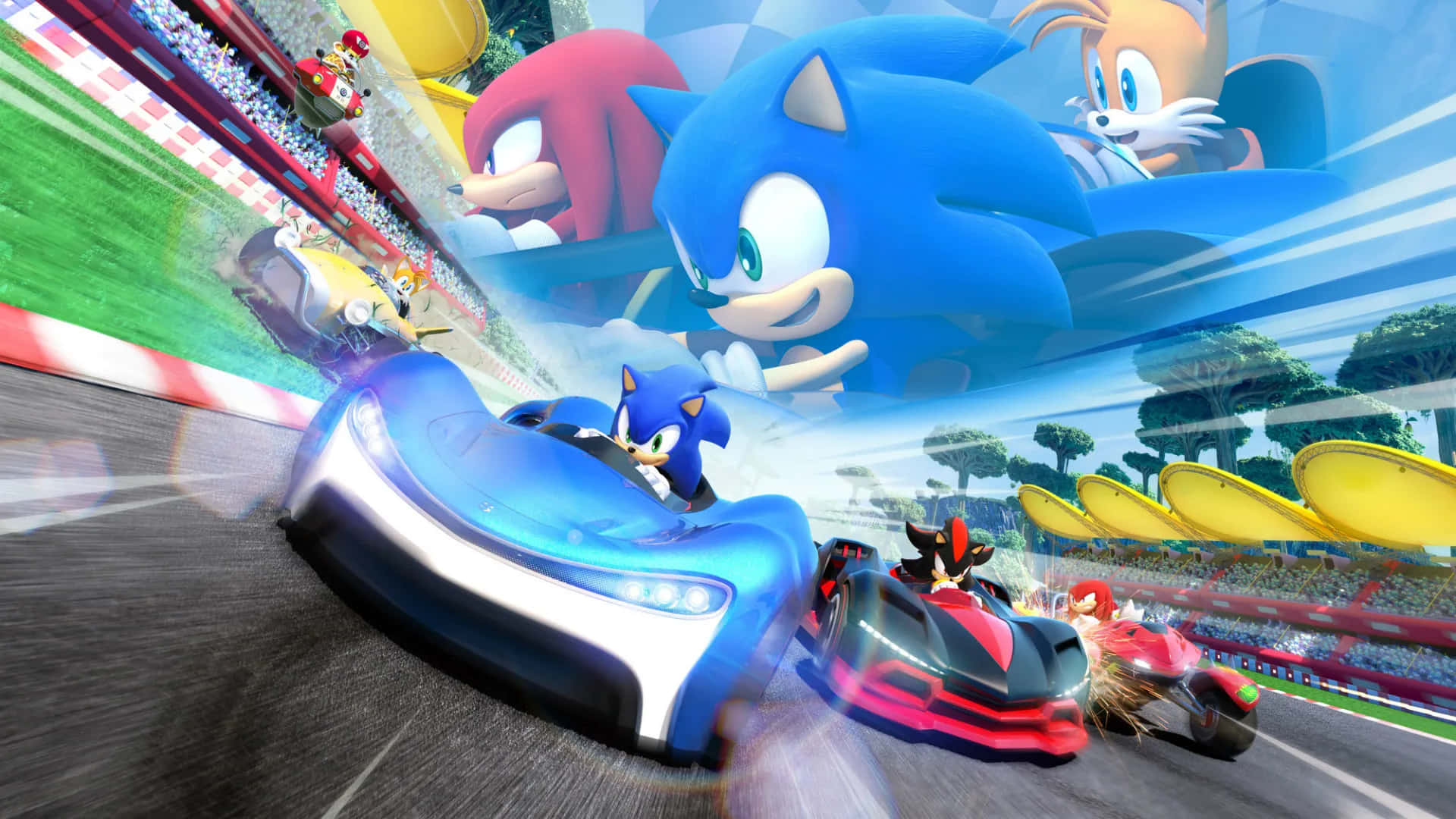 Sonic, Sonic Characters, futuristic karts, Full HD Desktop Wallpaper