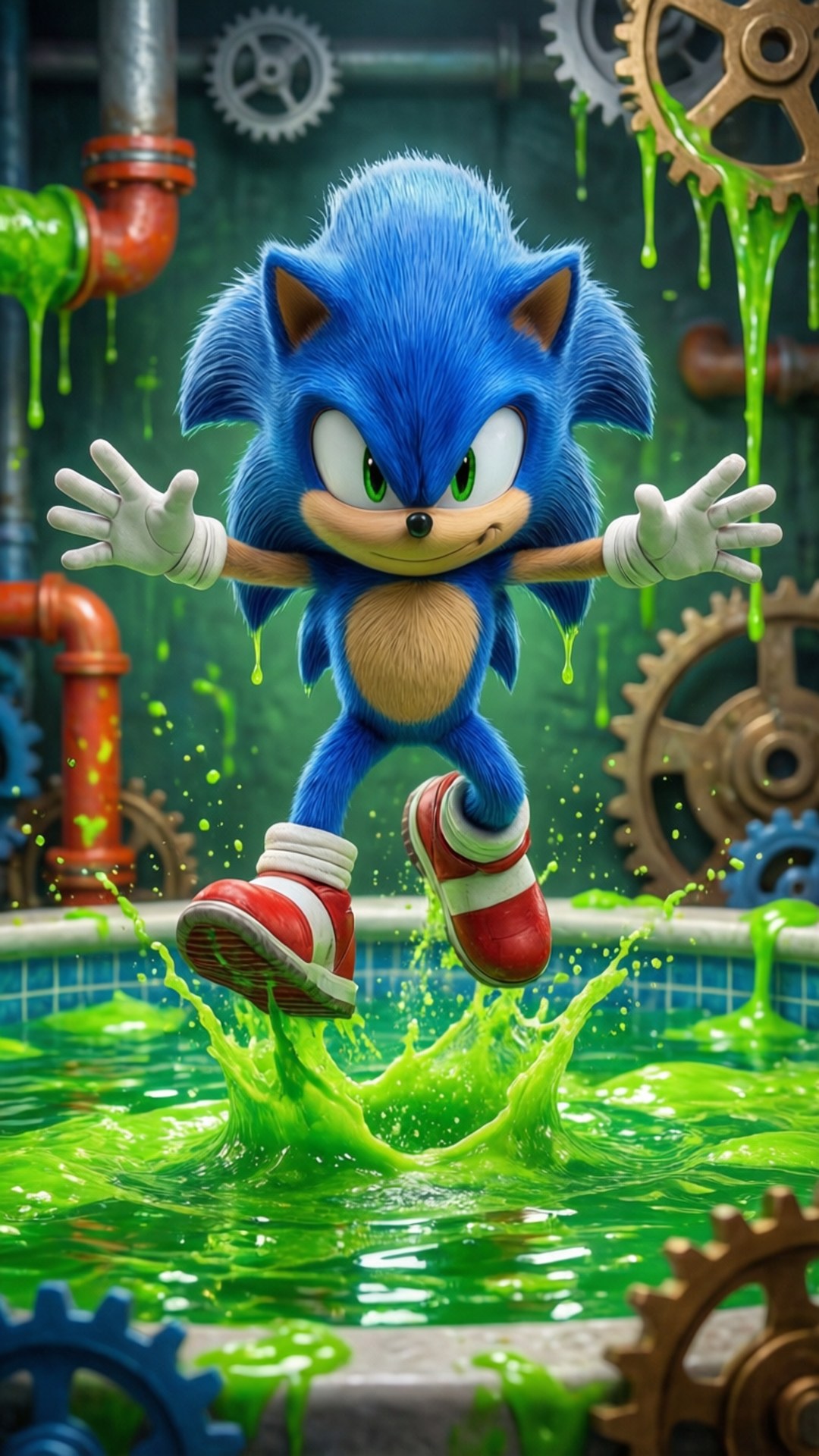 Sonic, green acid, Chemical Plant, Full HD Phone Wallpaper